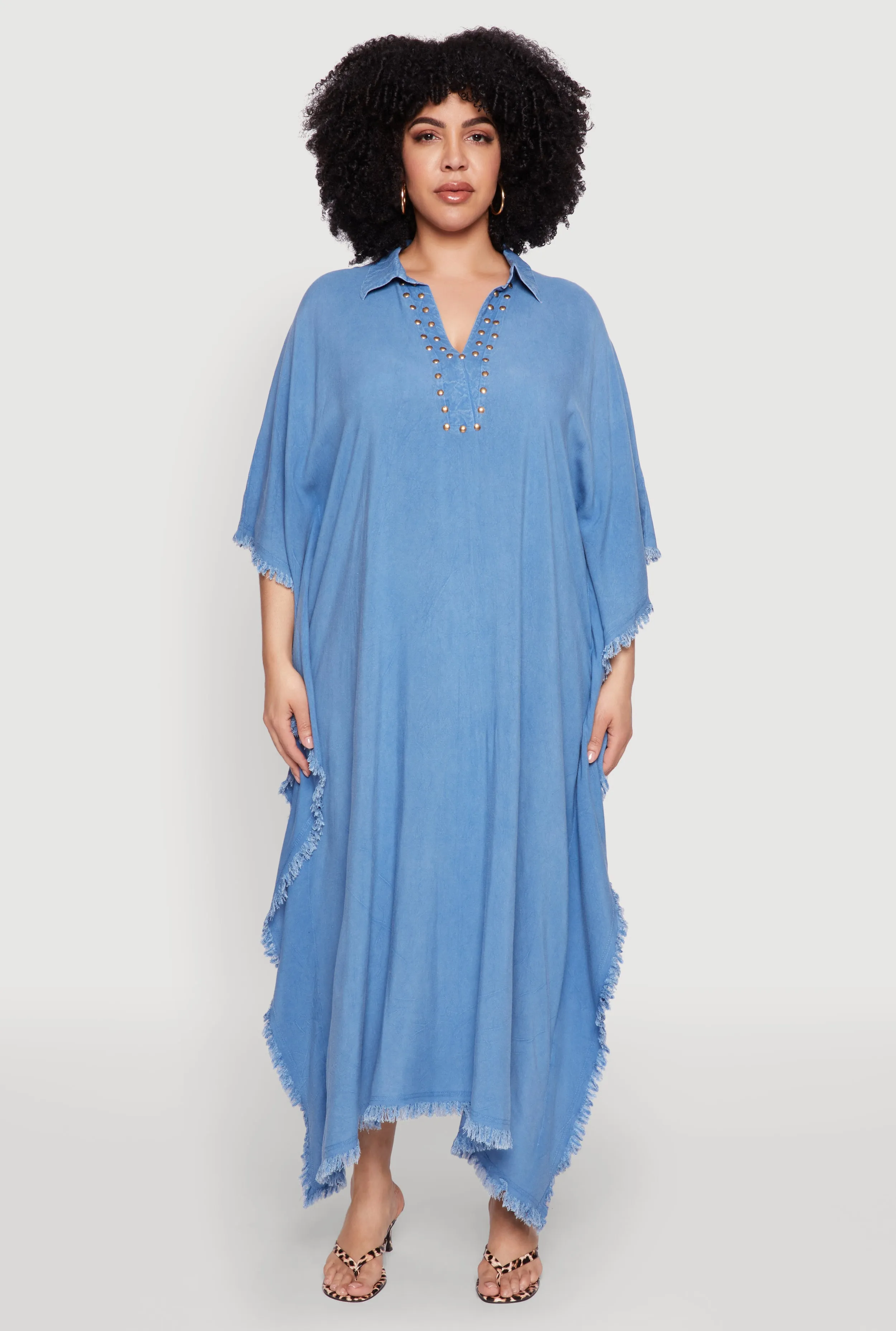 Plus Size Studded V Neck Caftan Dress sold by Rainbow product image thumbnail 2