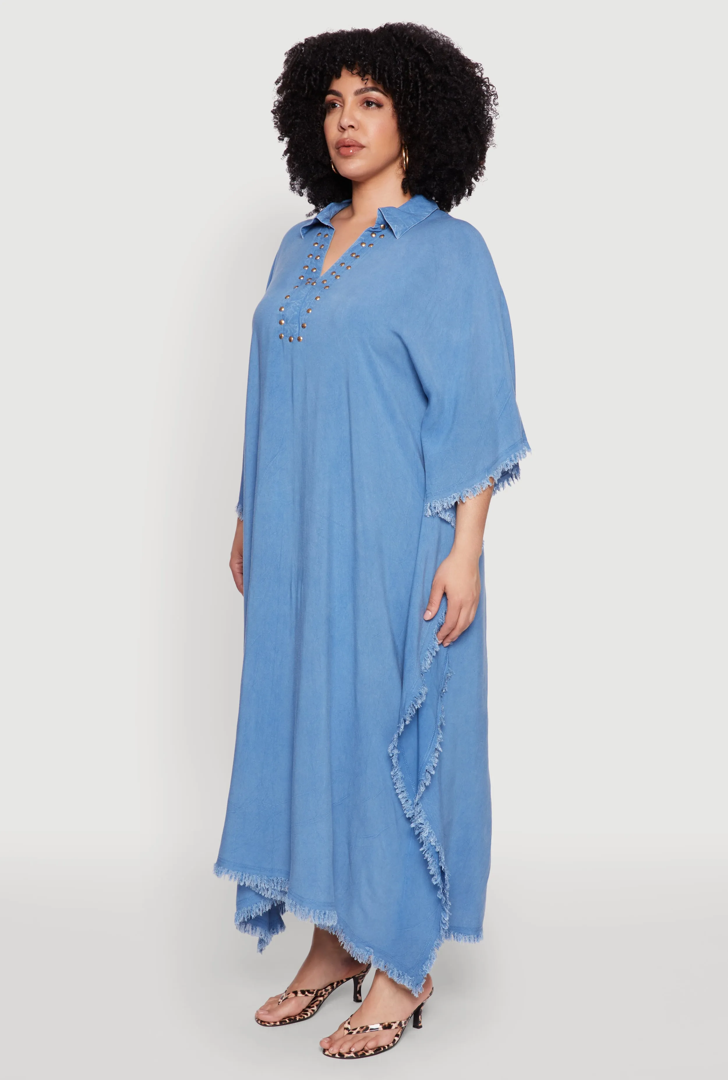 Plus Size Studded V Neck Caftan Dress sold by Rainbow product image thumbnail 3