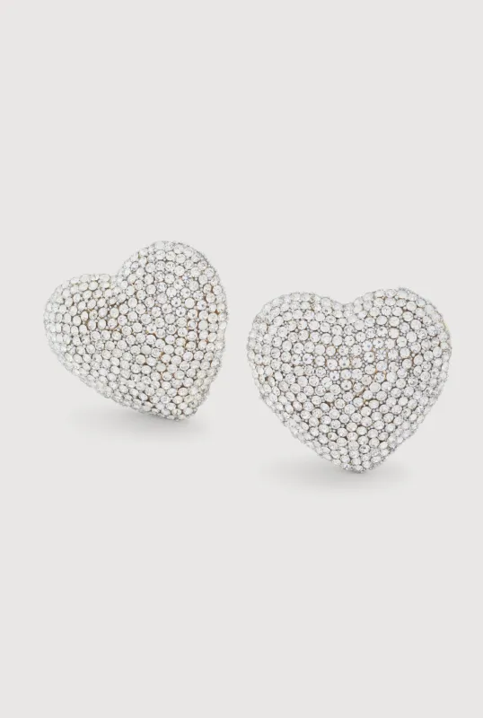Rhinestone Heart Statement Stud Earrings sold by Rainbow