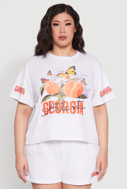 Plus Size Atlanta Georgia Peaches Graphic Top sold by Rainbow
