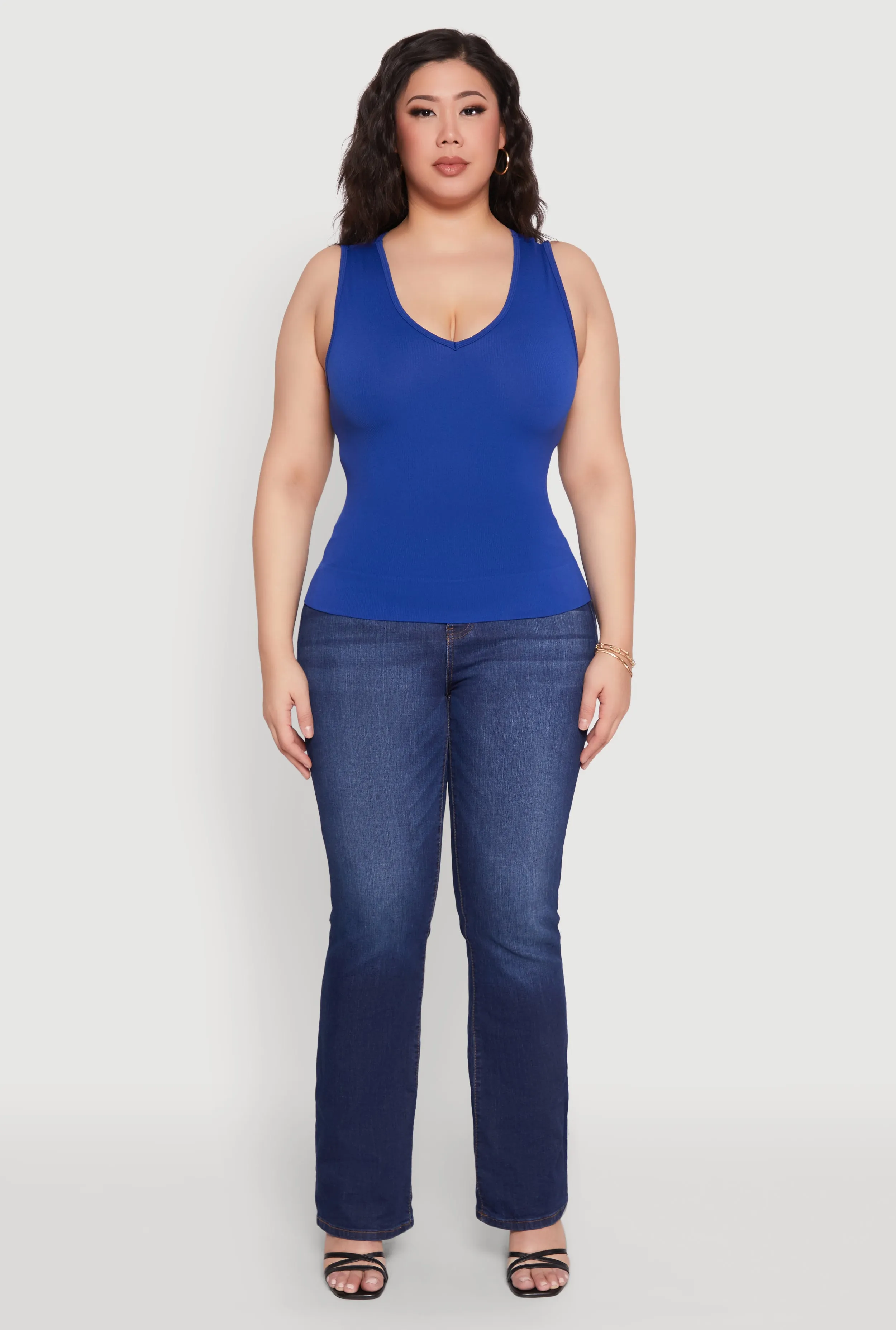 Plus Size Seamless V Neck Rib Knit Top sold by Rainbow product image thumbnail 3