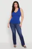Plus Size Seamless V Neck Rib Knit Top sold by Rainbow
