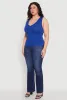 Plus Size Seamless V Neck Rib Knit Top sold by Rainbow