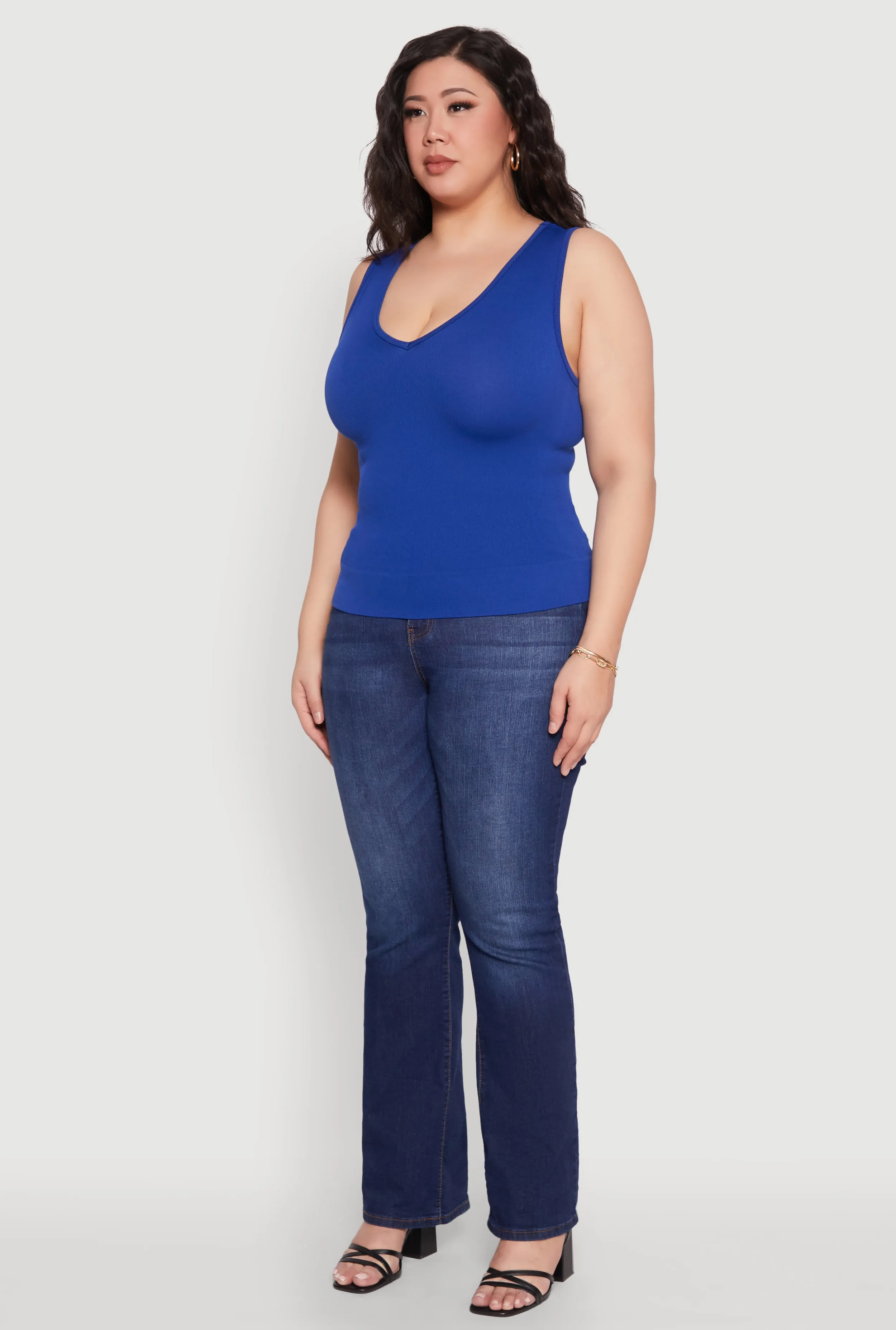 Plus Size Seamless V Neck Rib Knit Top sold by Rainbow product image thumbnail 5