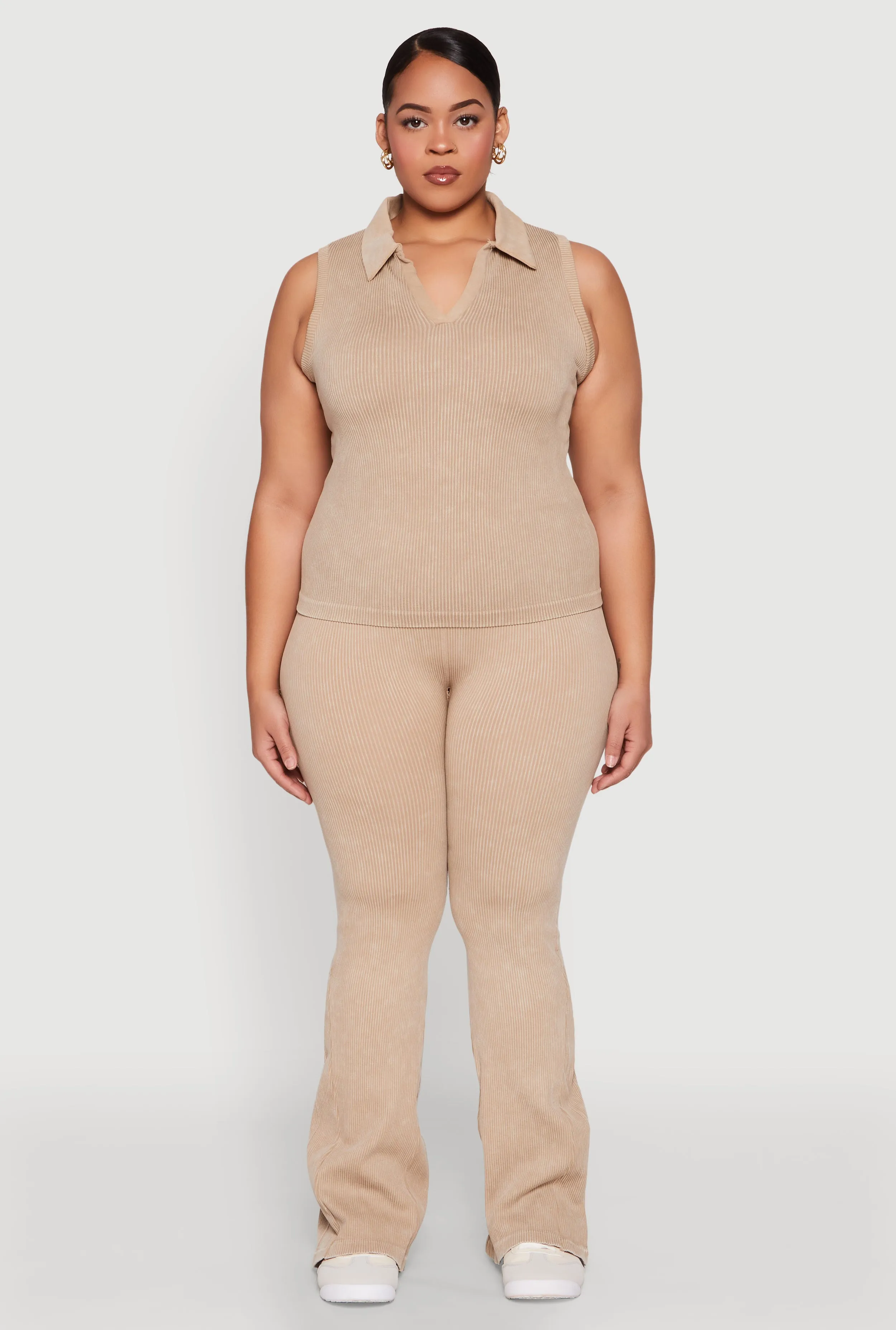 Plus Size Mineral Wash Ribbed Knit Boot Cut Pants sold by Rainbow product image thumbnail 2