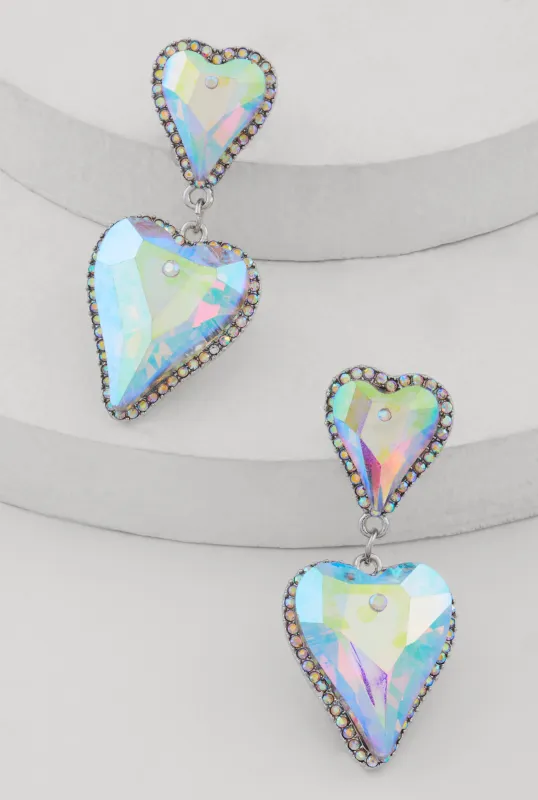 Iridescent Heart Dangle Drop Earrings sold by Rainbow