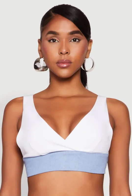 Denim Contrast Trim Bralette sold by Rainbow
