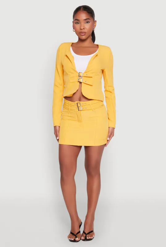 Double Buckle Front Mini Skirt sold by Rainbow