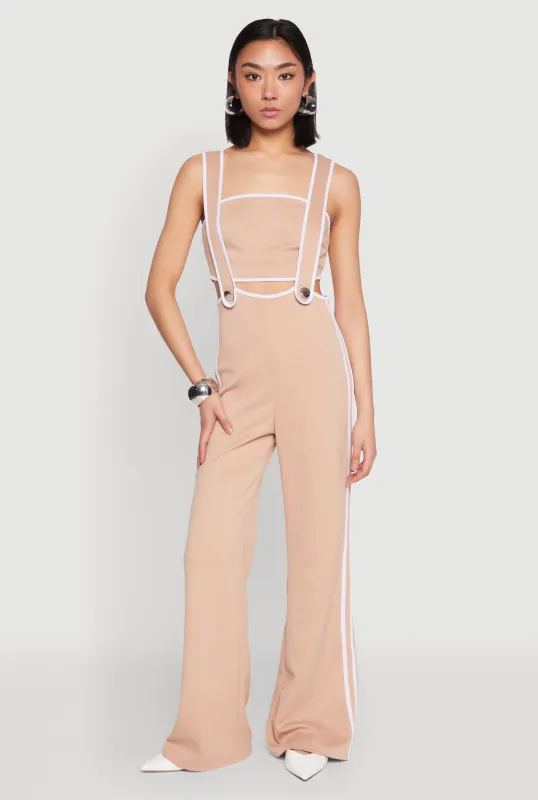 Contrast Trim Suspender Pants with Bandeau Top sold by Rainbow