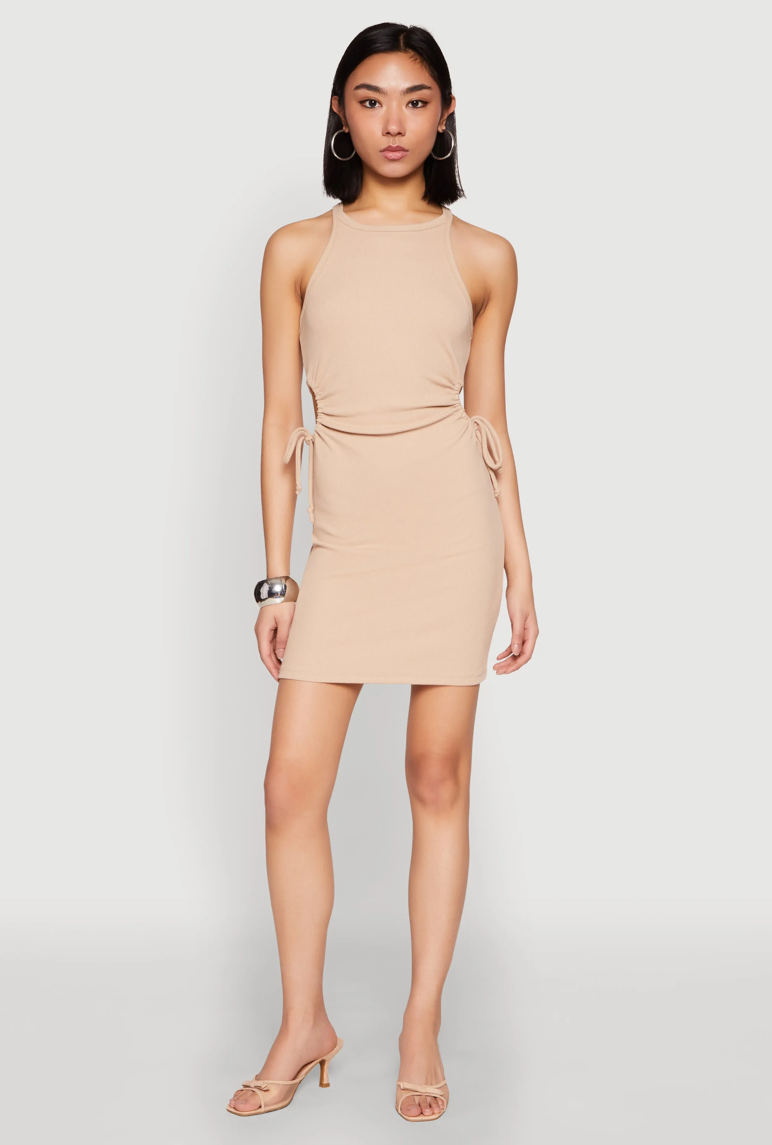 Drawstring Side Cut Out Mini Dress sold by Rainbow
