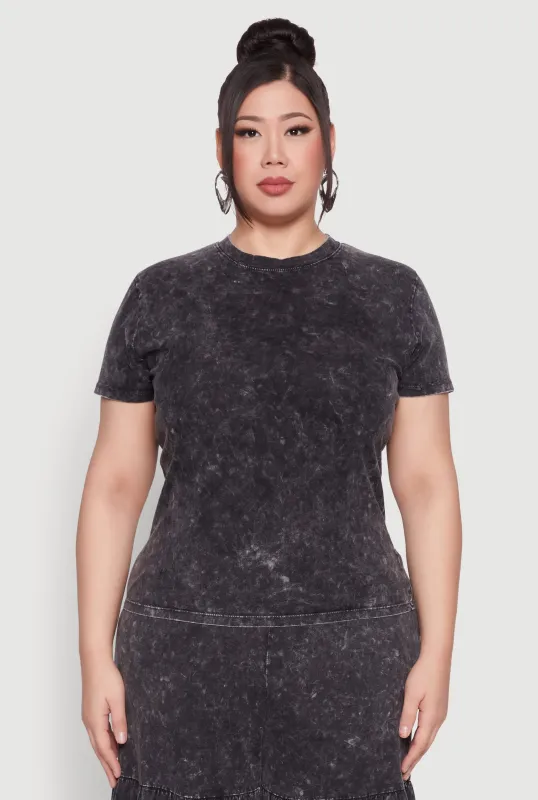 Plus Size Mineral Wash Short Sleeve Tee sold by Rainbow
