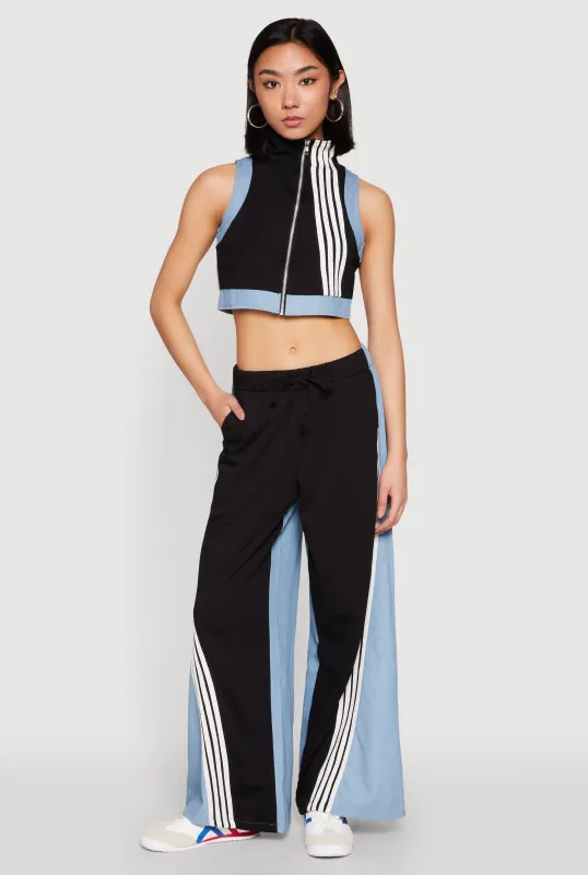 Color Blocked Contrast Trim Drawstring Pants sold by Rainbow