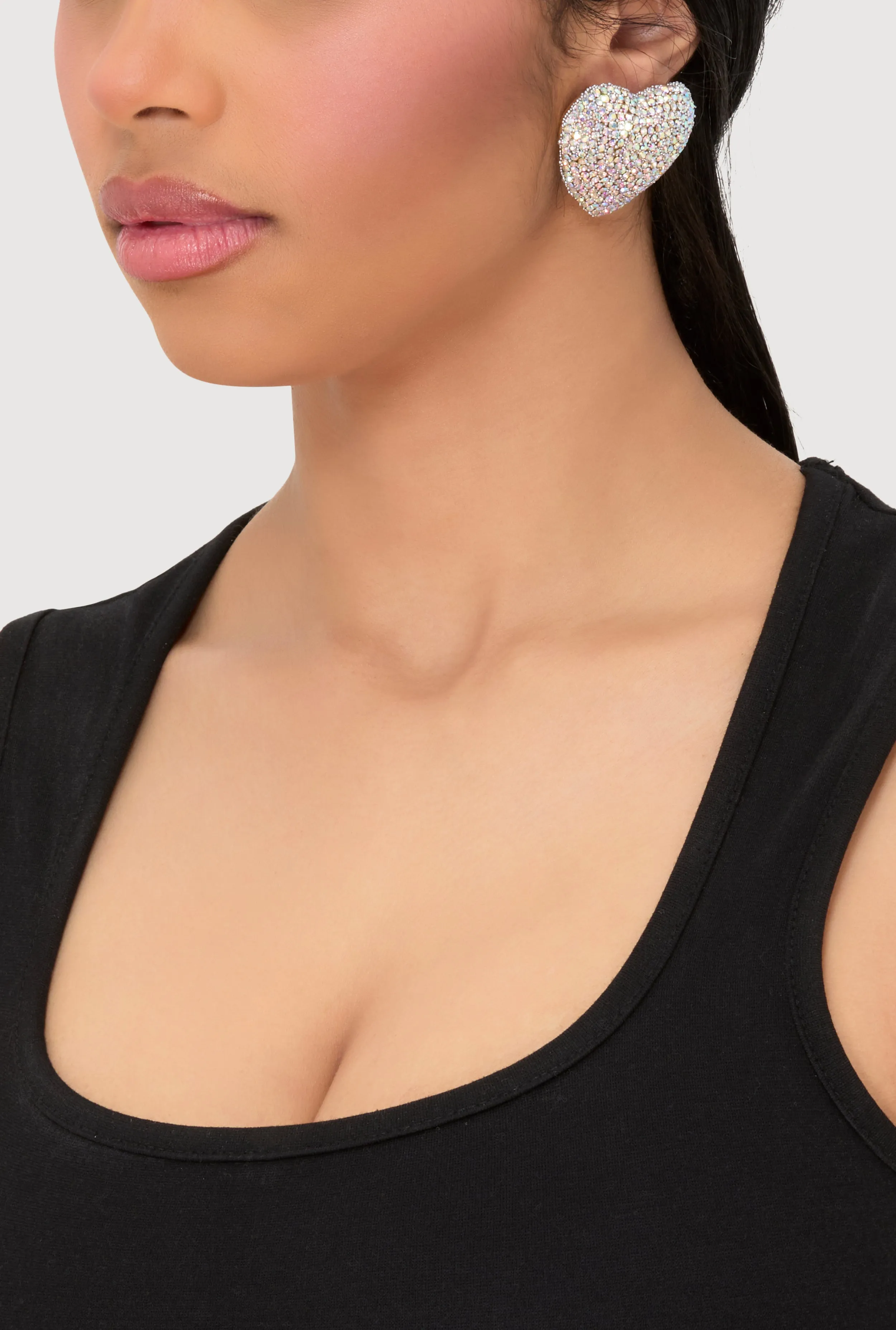 Rhinestone Heart Statement Stud Earrings sold by Rainbow product image thumbnail 2