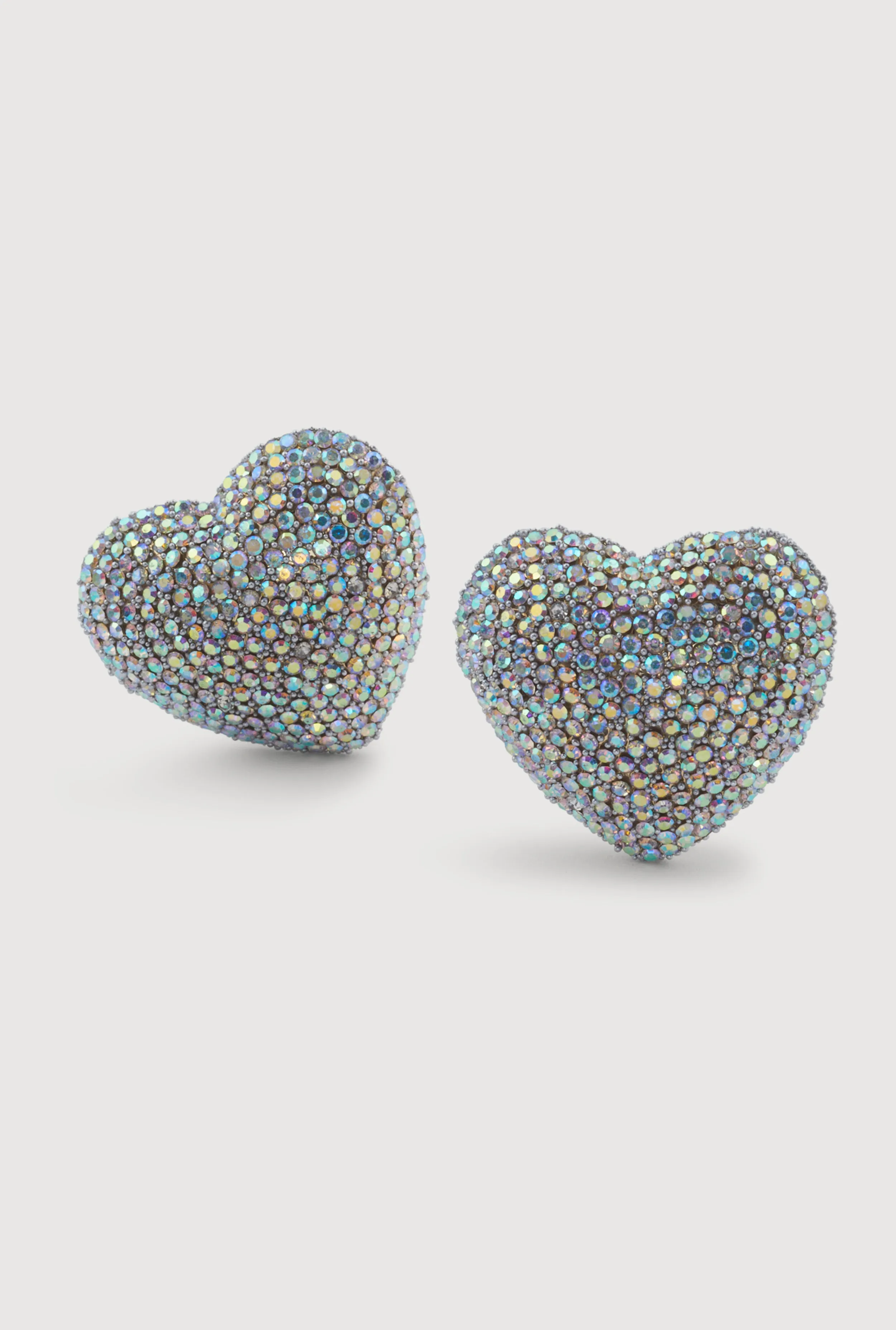 Rhinestone Heart Statement Stud Earrings sold by Rainbow