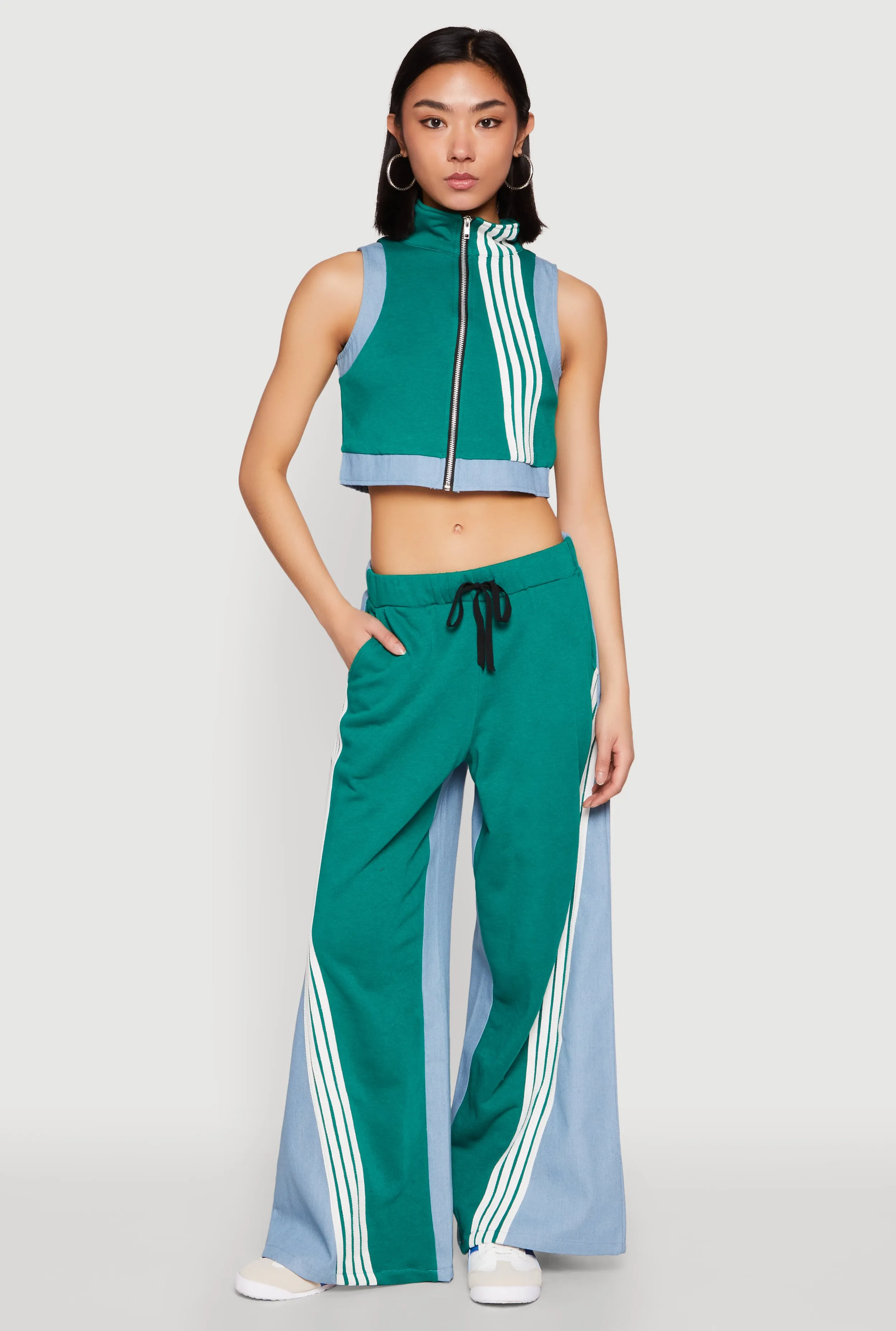 Color Blocked Contrast Trim Drawstring Pants sold by Rainbow