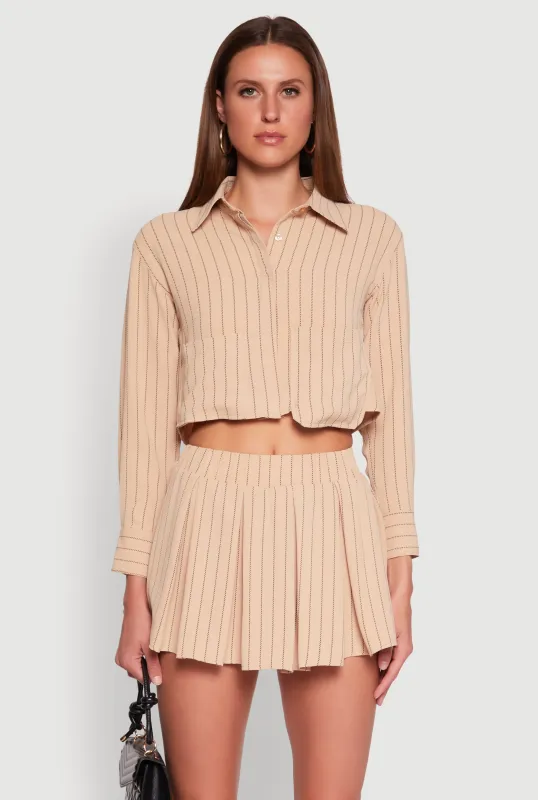 Airy Cropped Striped Shirt sold by Rainbow