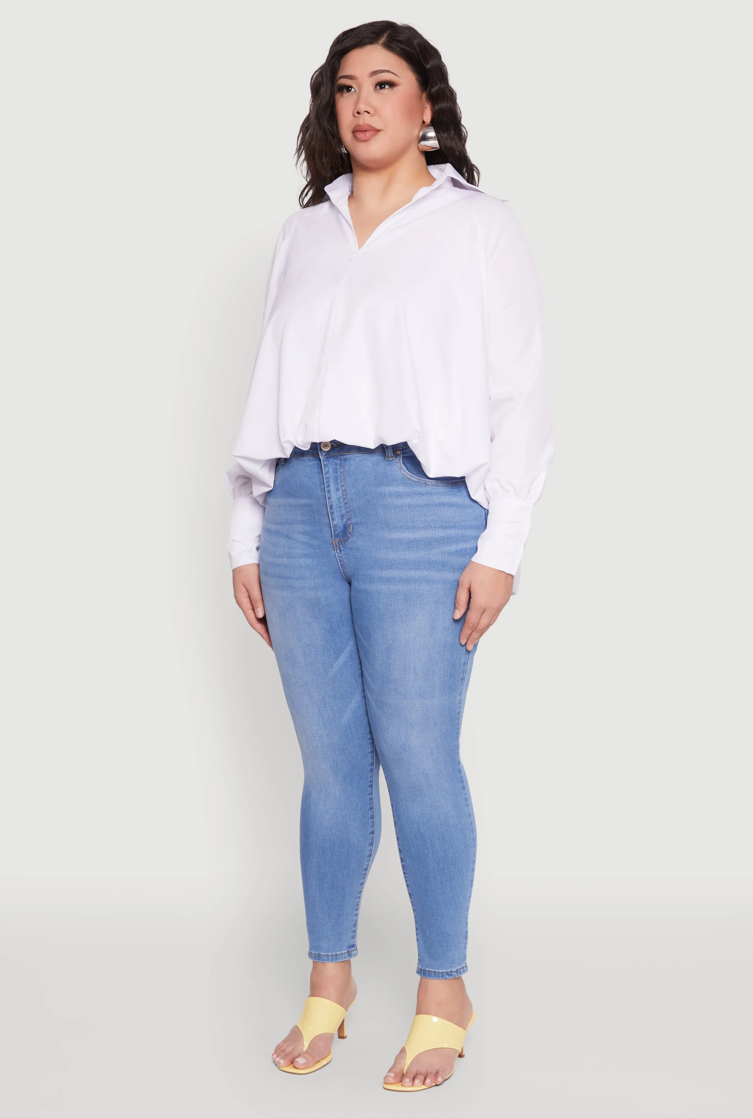 Plus Size Johnny Collar Long Sleeve Shirt sold by Rainbow product image thumbnail 5