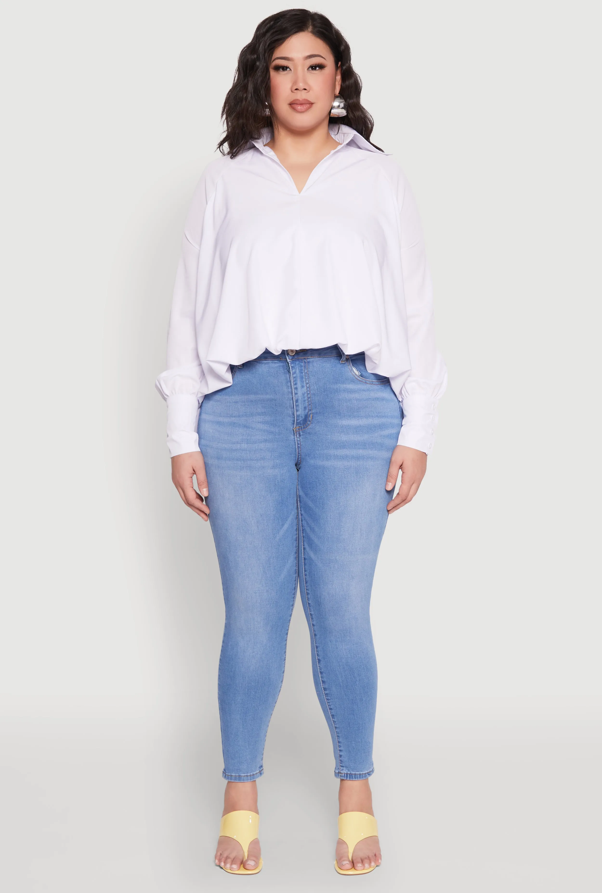 Plus Size Johnny Collar Long Sleeve Shirt sold by Rainbow product image thumbnail 3