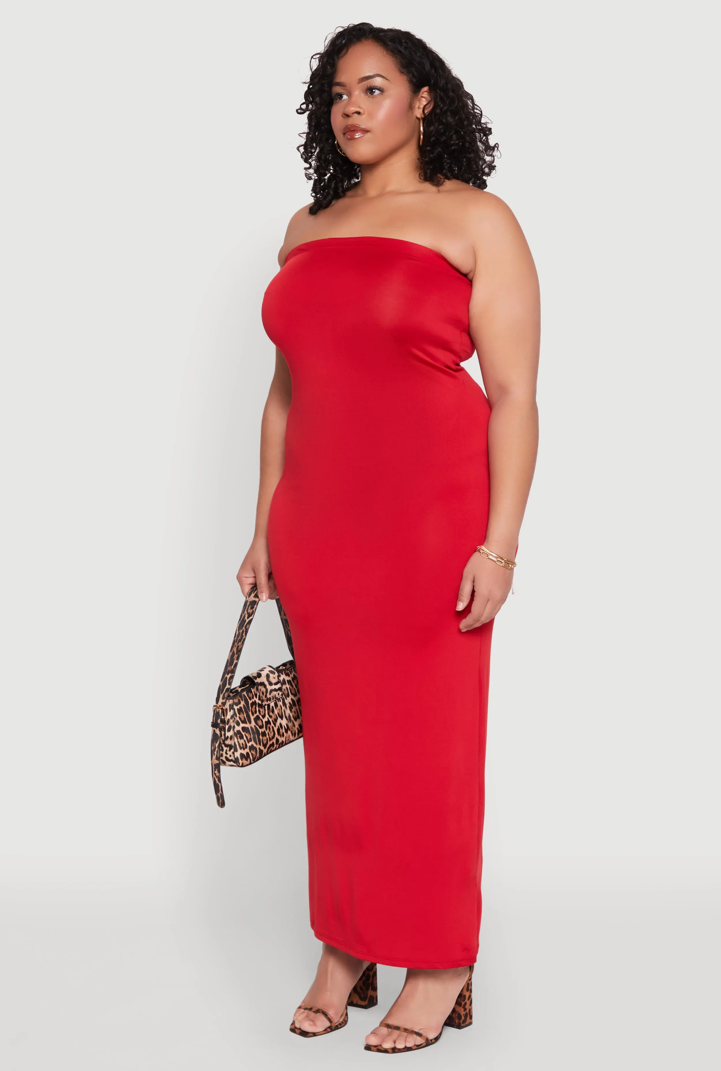 Plus Size Slit Back Maxi Tube Dress sold by Rainbow product image thumbnail 3