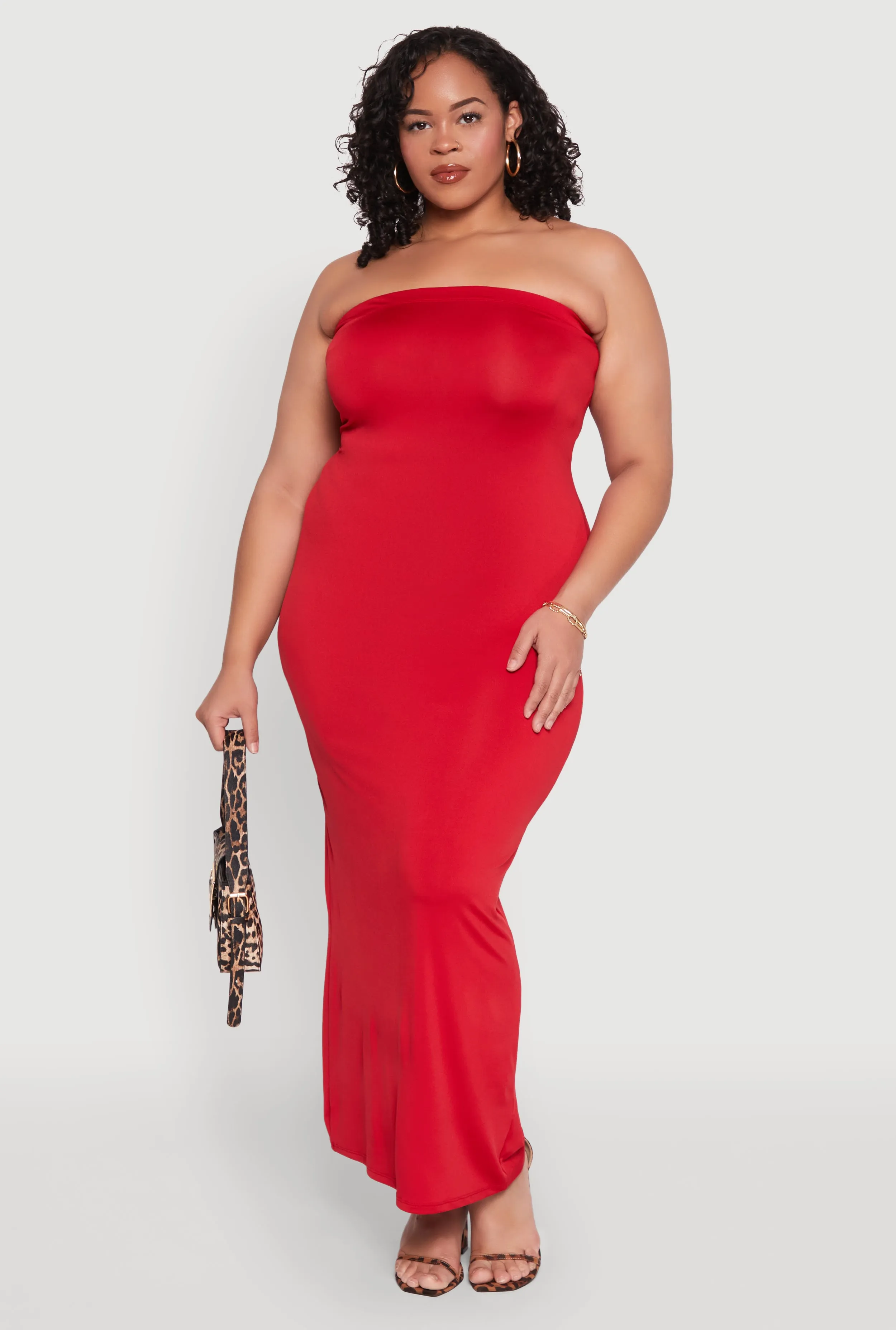 Plus Size Slit Back Maxi Tube Dress sold by Rainbow
