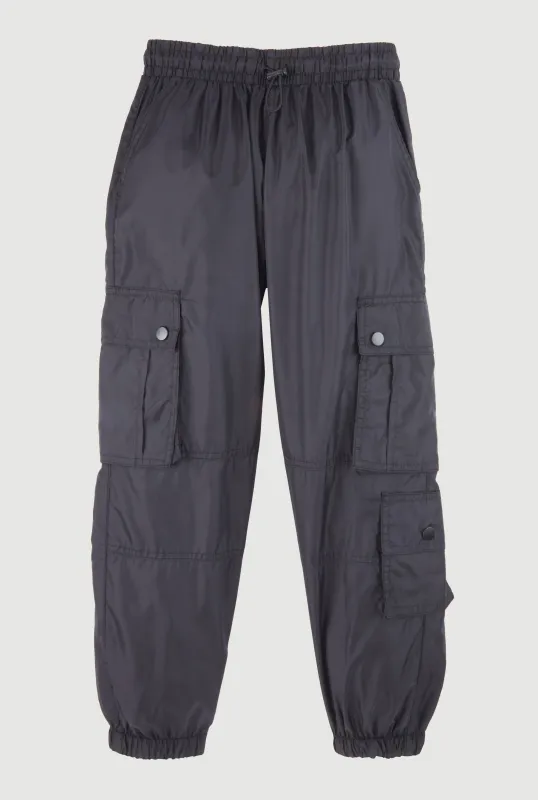 Girls Nylon Toggle Drawstring Cargo Joggers sold by Rainbow