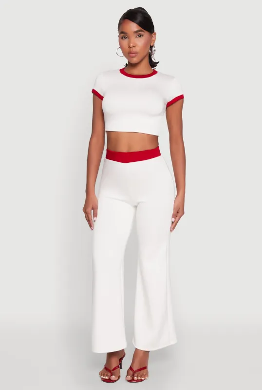 Contrast Waistband Wide Leg Pants sold by Rainbow