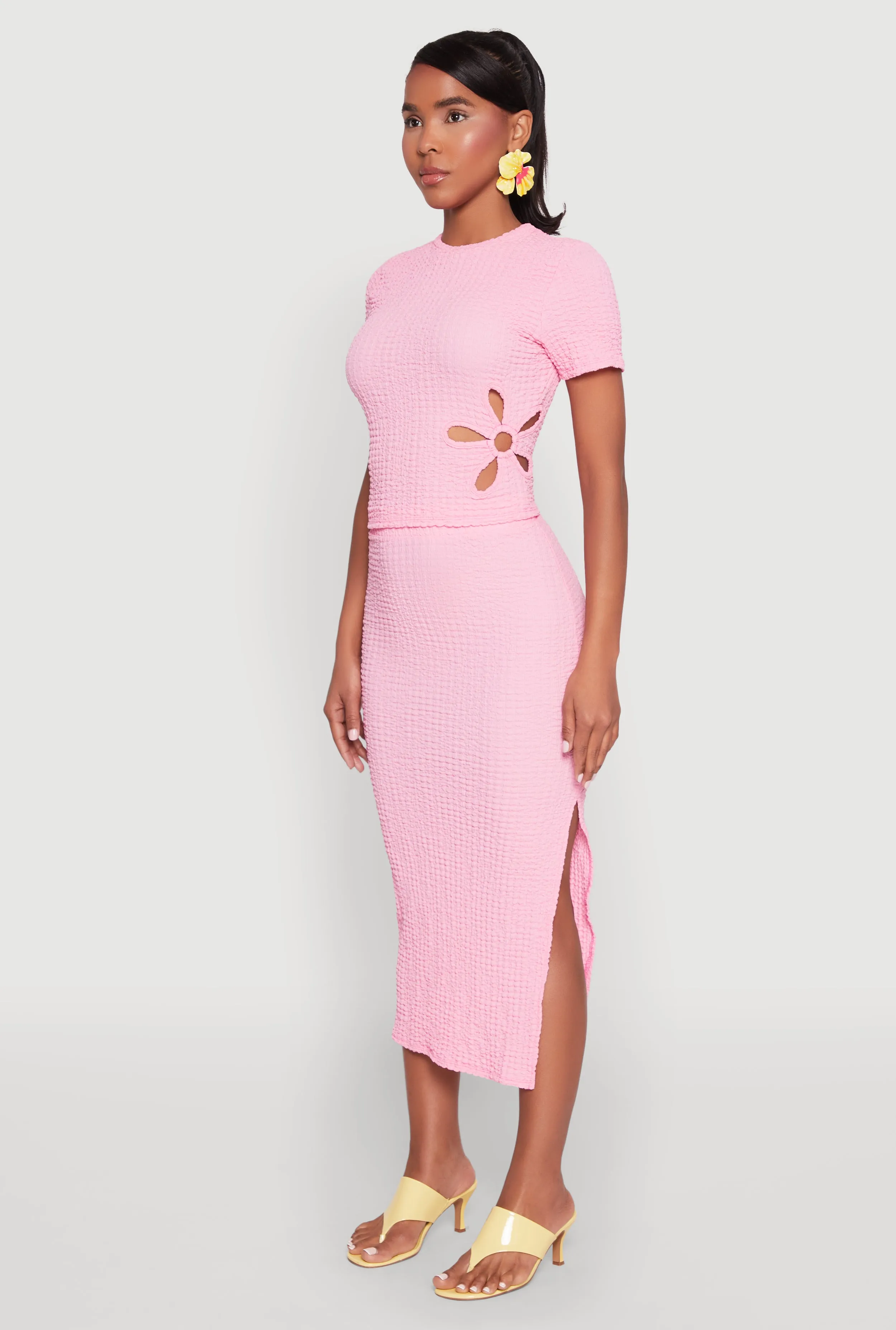 Flower Cut Out Textured Knit Top sold by Rainbow product image thumbnail 5