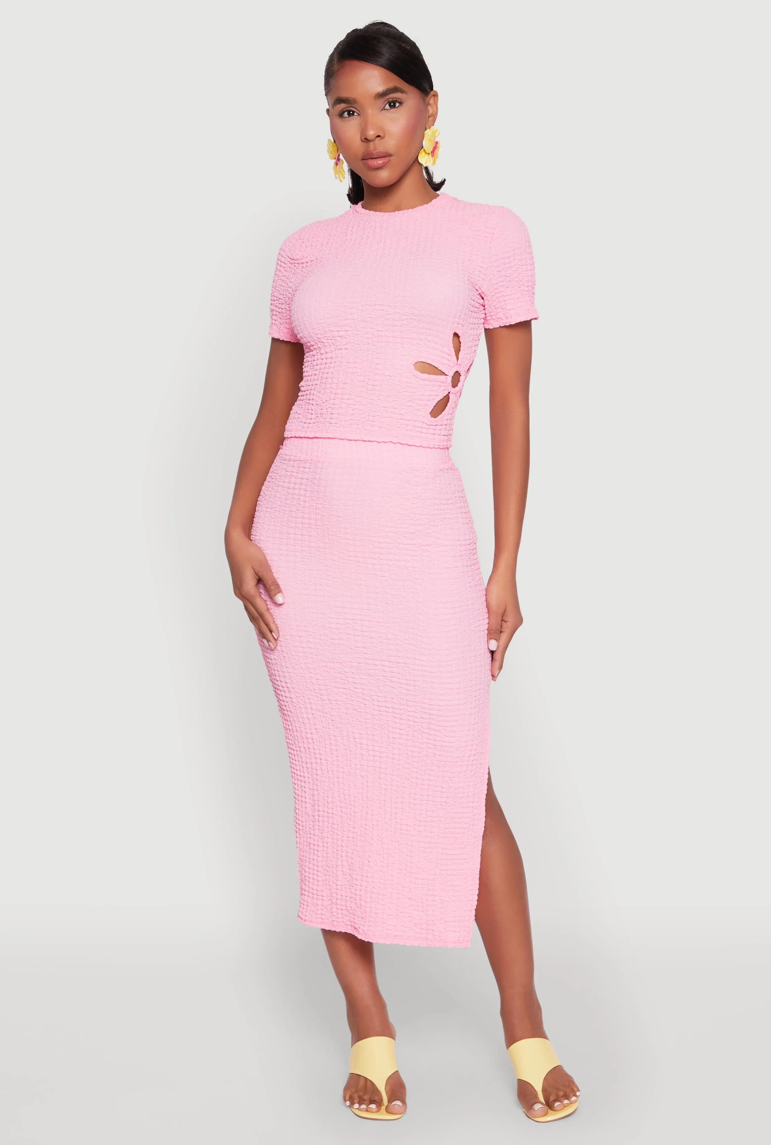 Flower Cut Out Textured Knit Top sold by Rainbow product image thumbnail 2