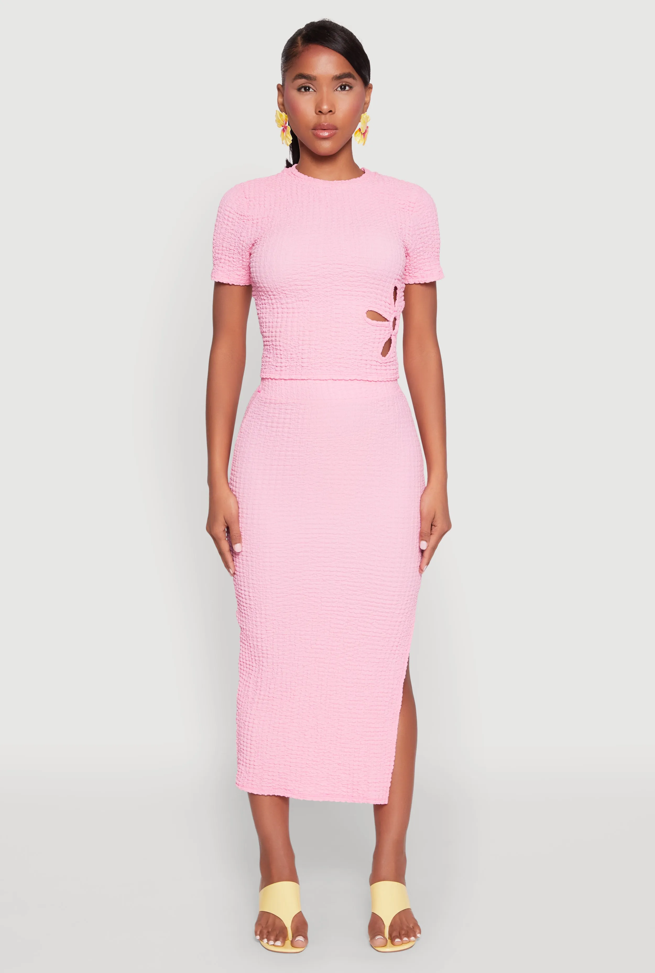 Flower Cut Out Textured Knit Top sold by Rainbow product image thumbnail 3