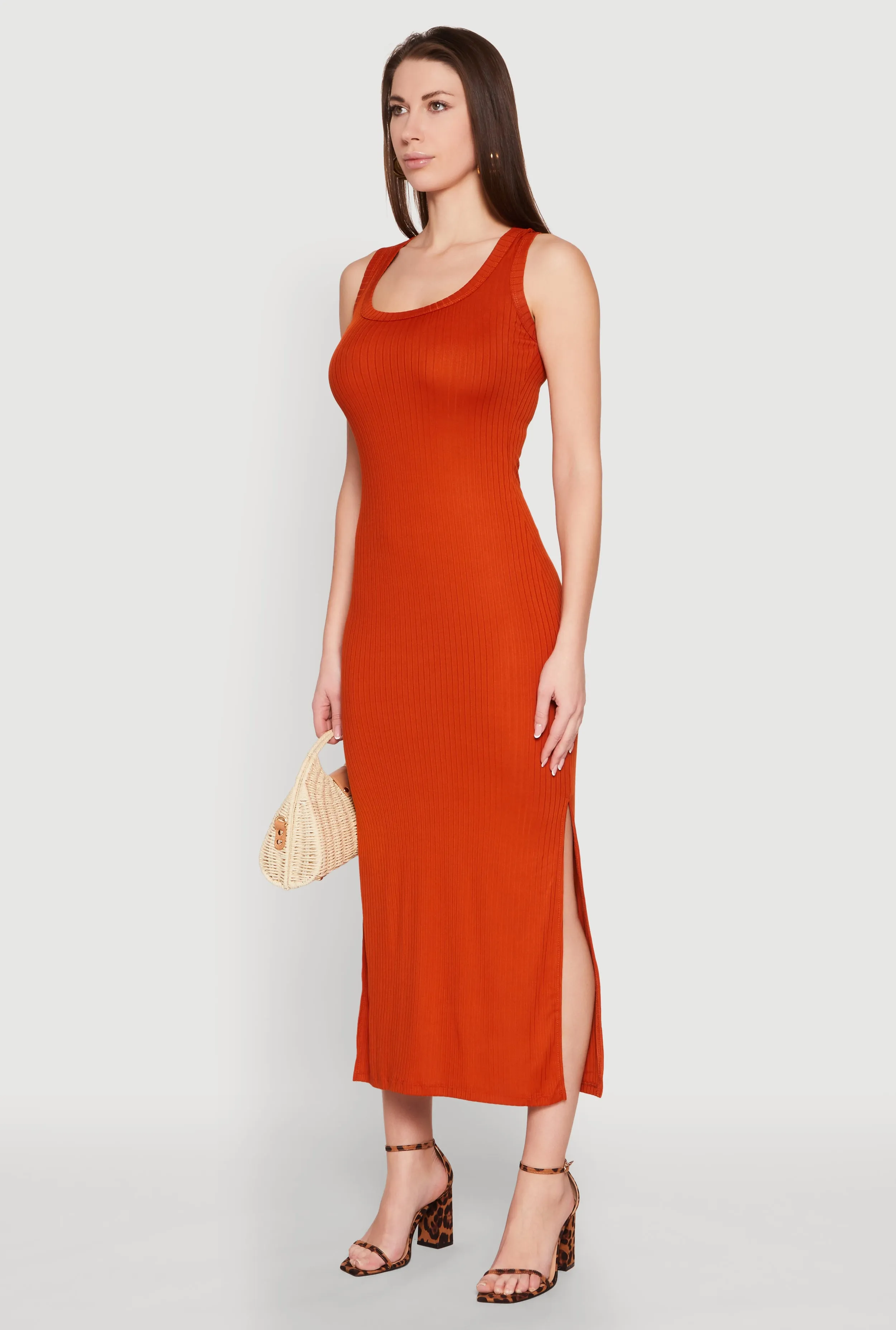 Ribbed Knit Scoop Neck Maxi Tank Dress sold by Rainbow product image thumbnail 3