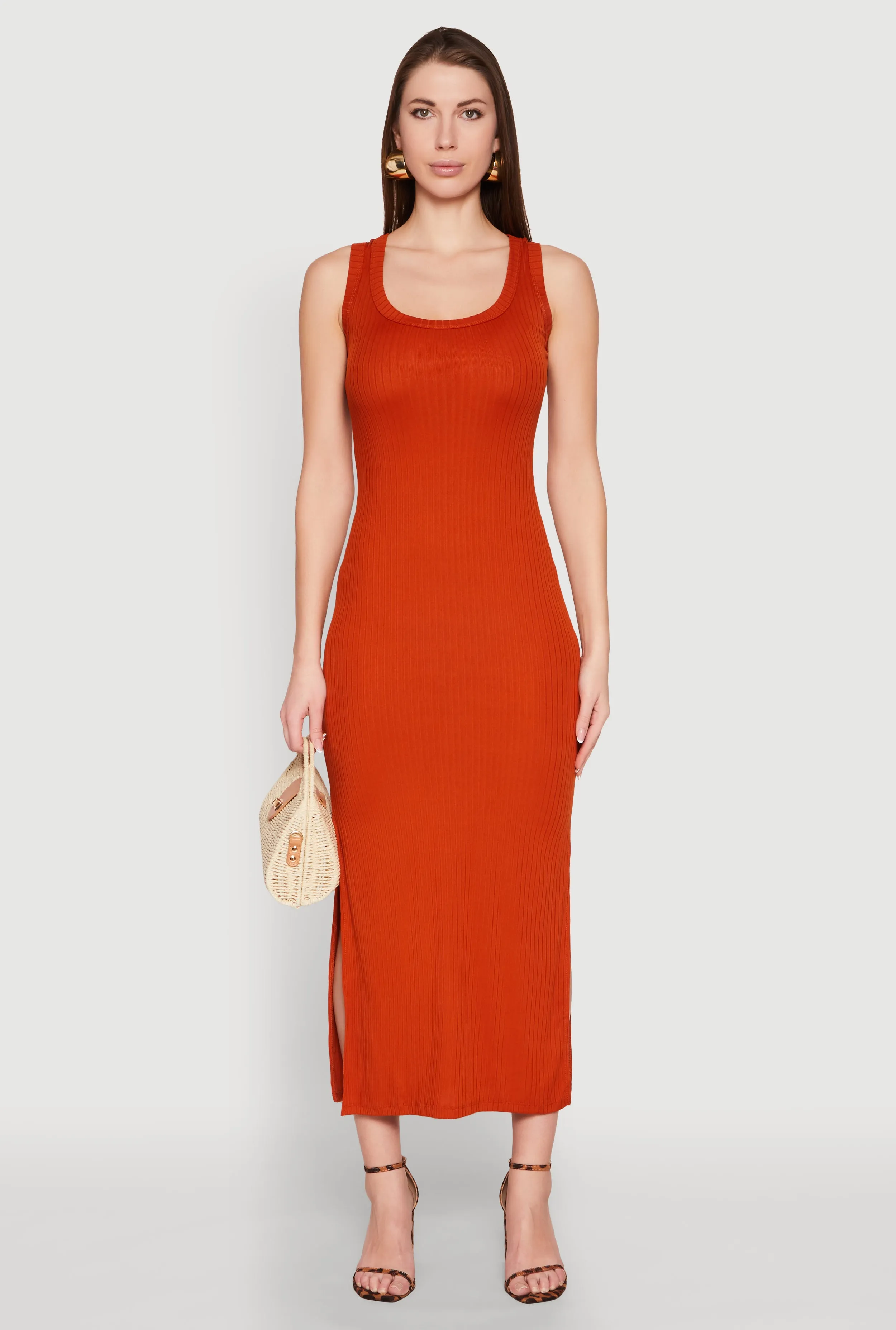 Ribbed Knit Scoop Neck Maxi Tank Dress sold by Rainbow product image thumbnail 2