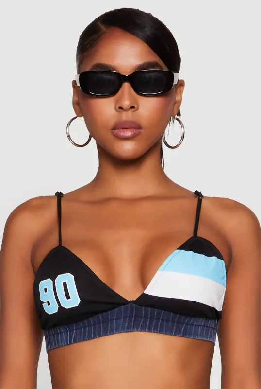 Jersey Mesh 90 Graphic Contrast Trim Bralette sold by Rainbow