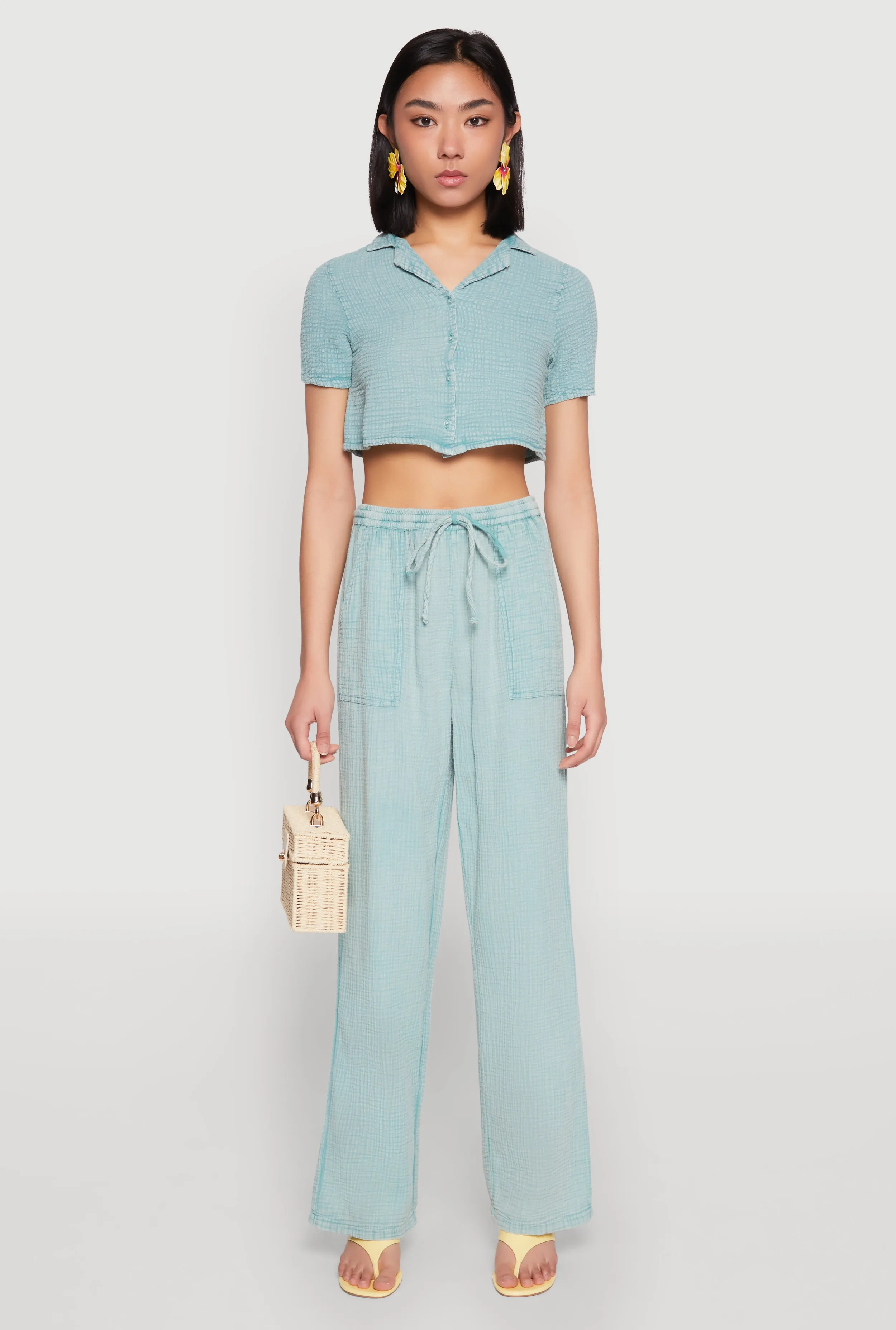 Spoon Jeans Gauze Knit Cropped Shirt sold by Rainbow product image thumbnail 3