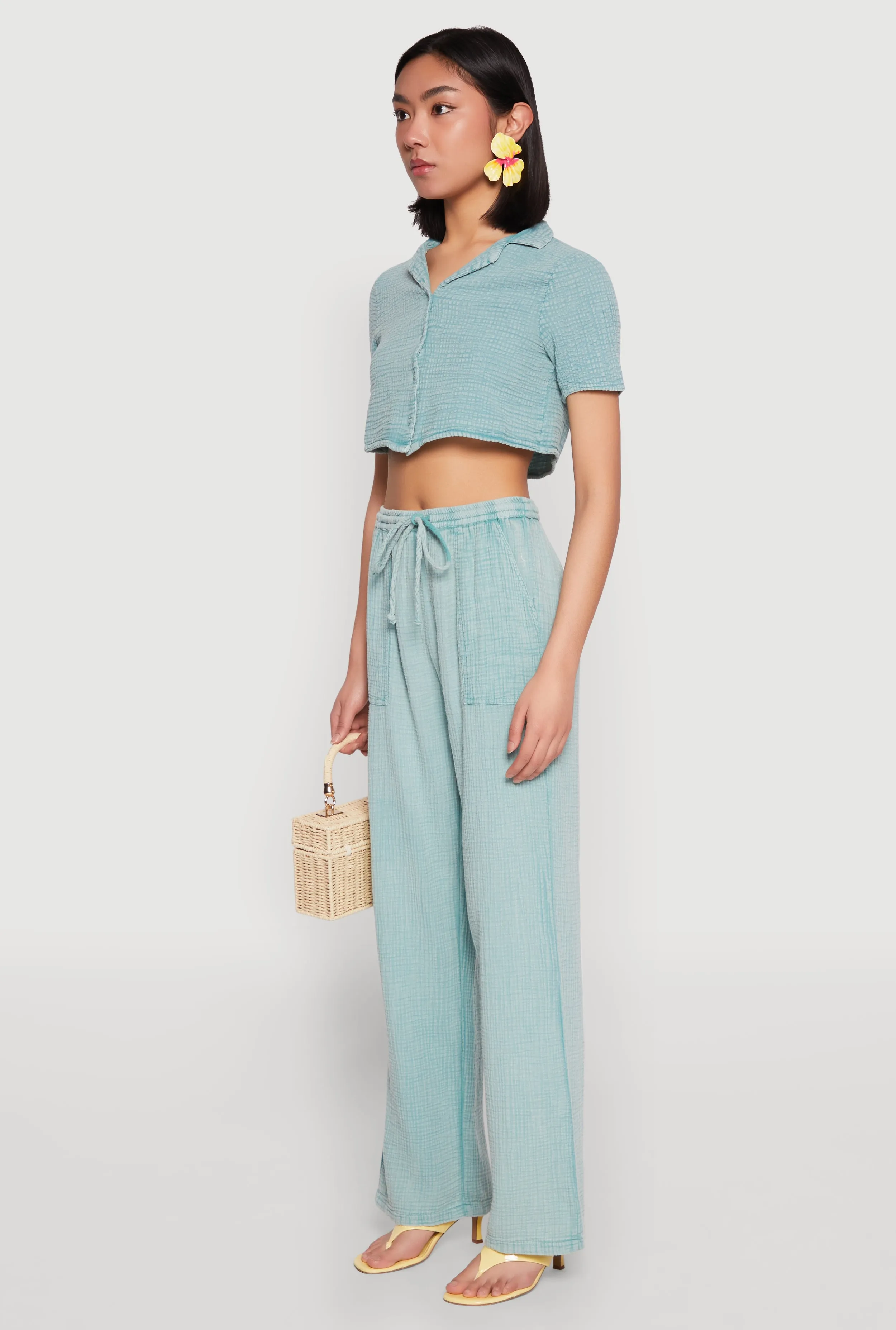 Spoon Jeans Gauze Knit Cropped Shirt sold by Rainbow product image thumbnail 5