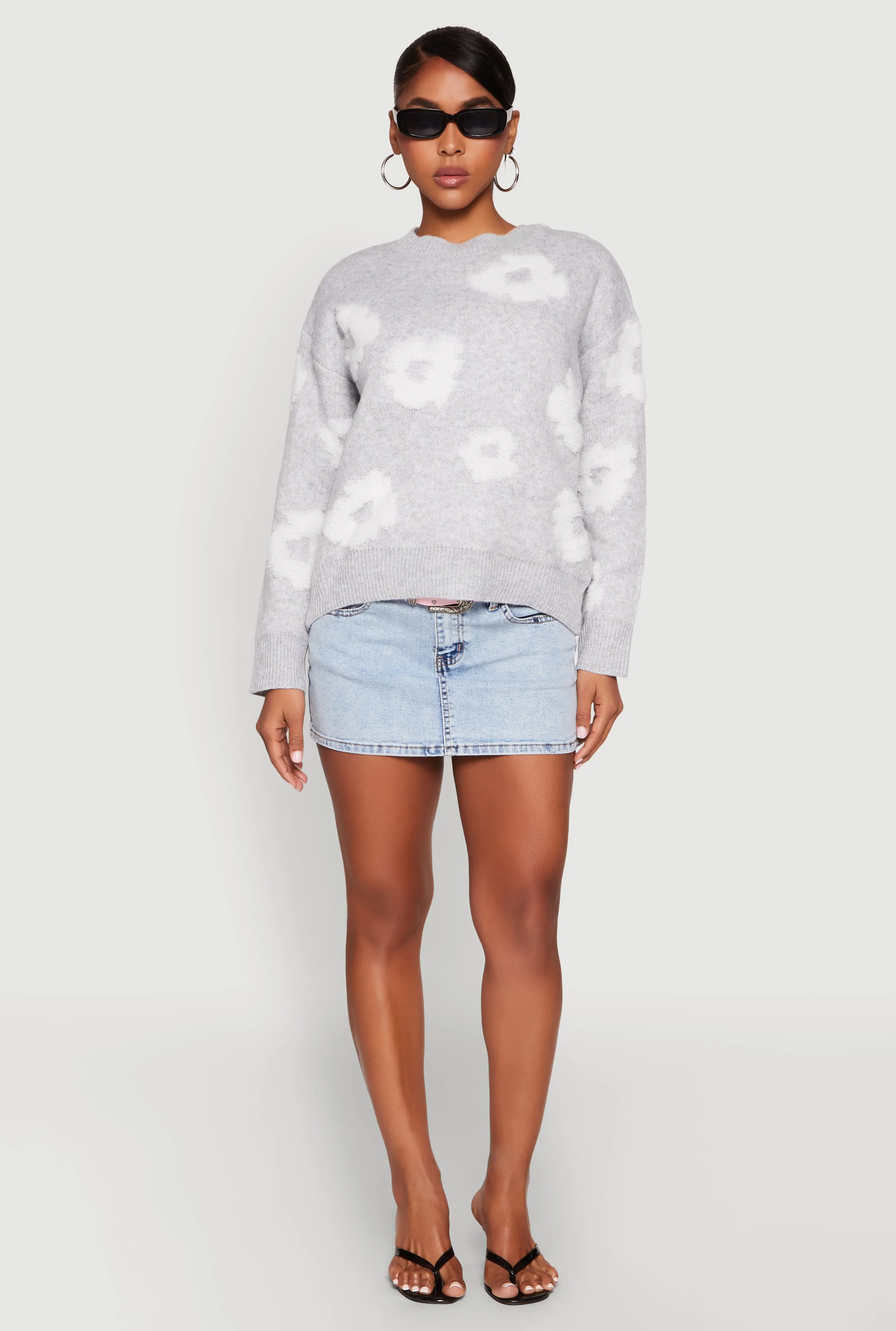 Daisy Flower Tufted Knit Sweater sold by Rainbow