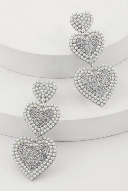 Tiered Heart Drop Earrings sold by Rainbow