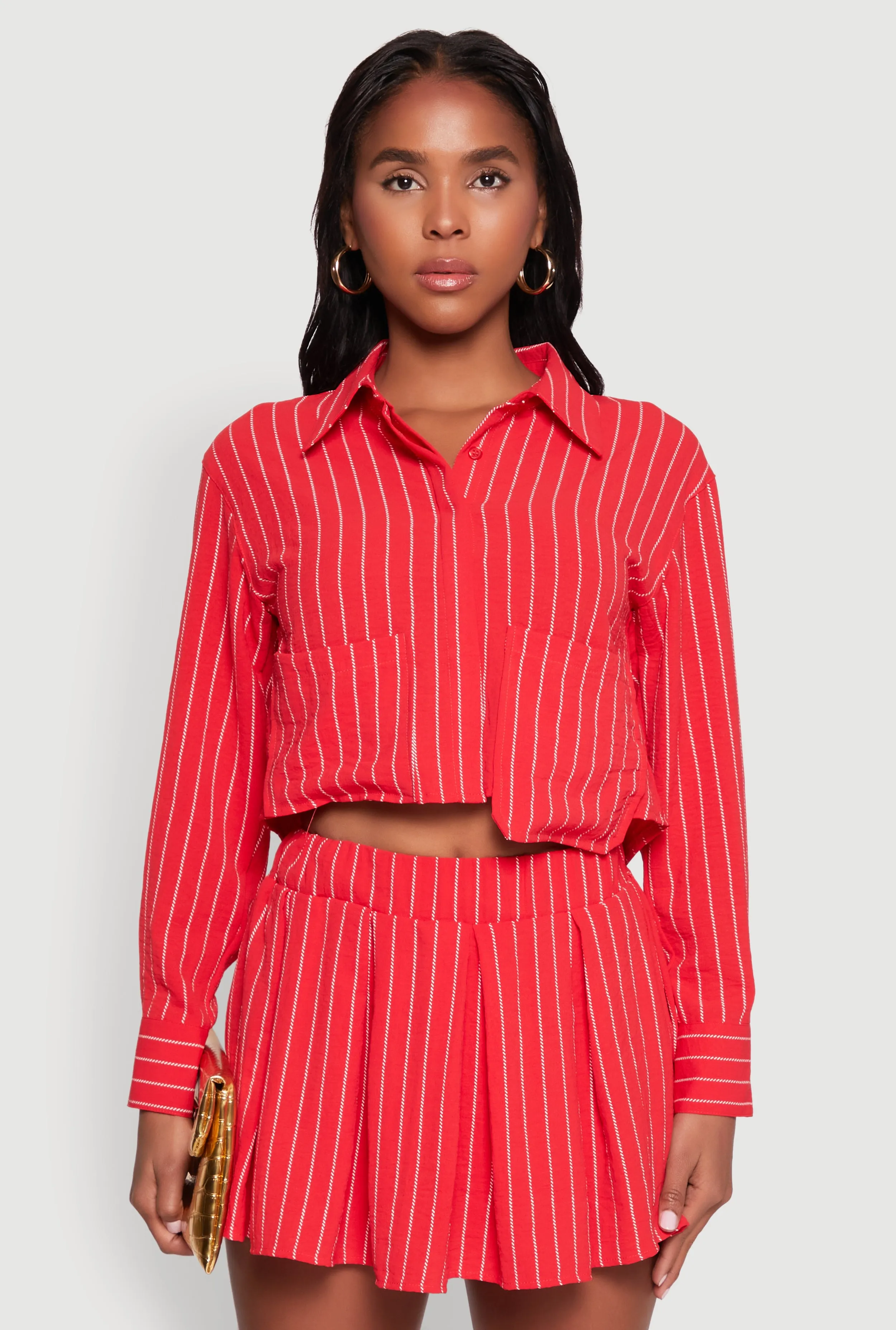 Airy Cropped Striped Shirt sold by Rainbow