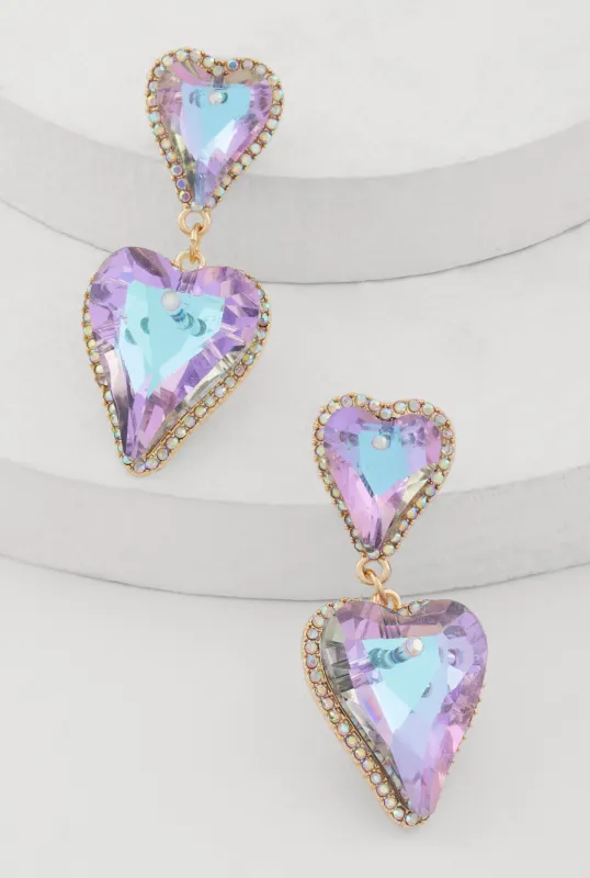 Iridescent Heart Dangle Drop Earrings sold by Rainbow