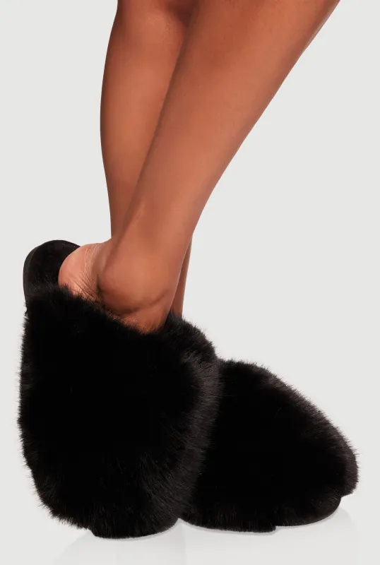 Faux Fur Fleece Lined Slippers sold by Rainbow