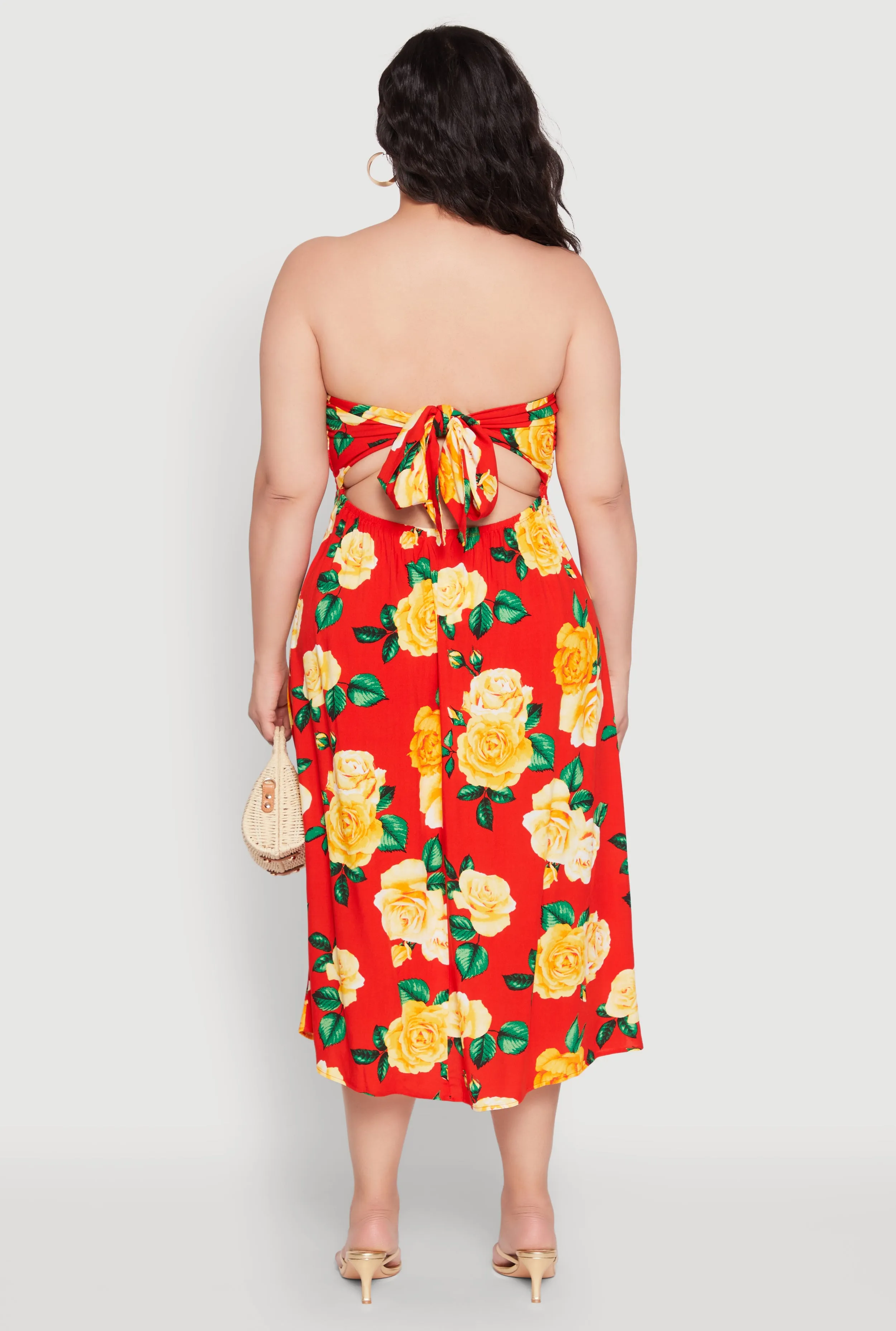 Plus Size Almost Famous Floral Print Smocked Midi Dress sold by Rainbow product image thumbnail 5
