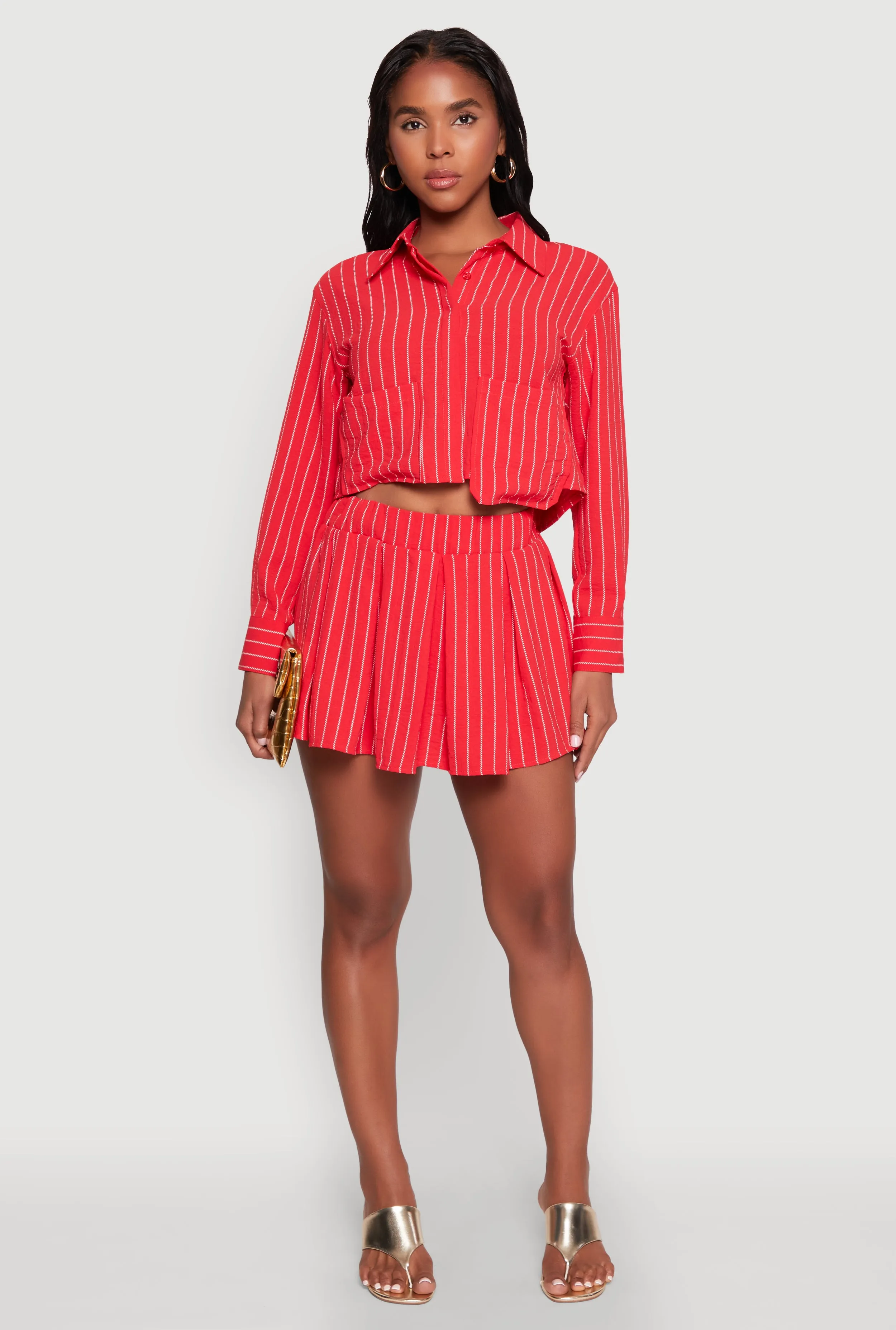 Airy Striped Mini Pleated Skirt sold by Rainbow product image thumbnail 2