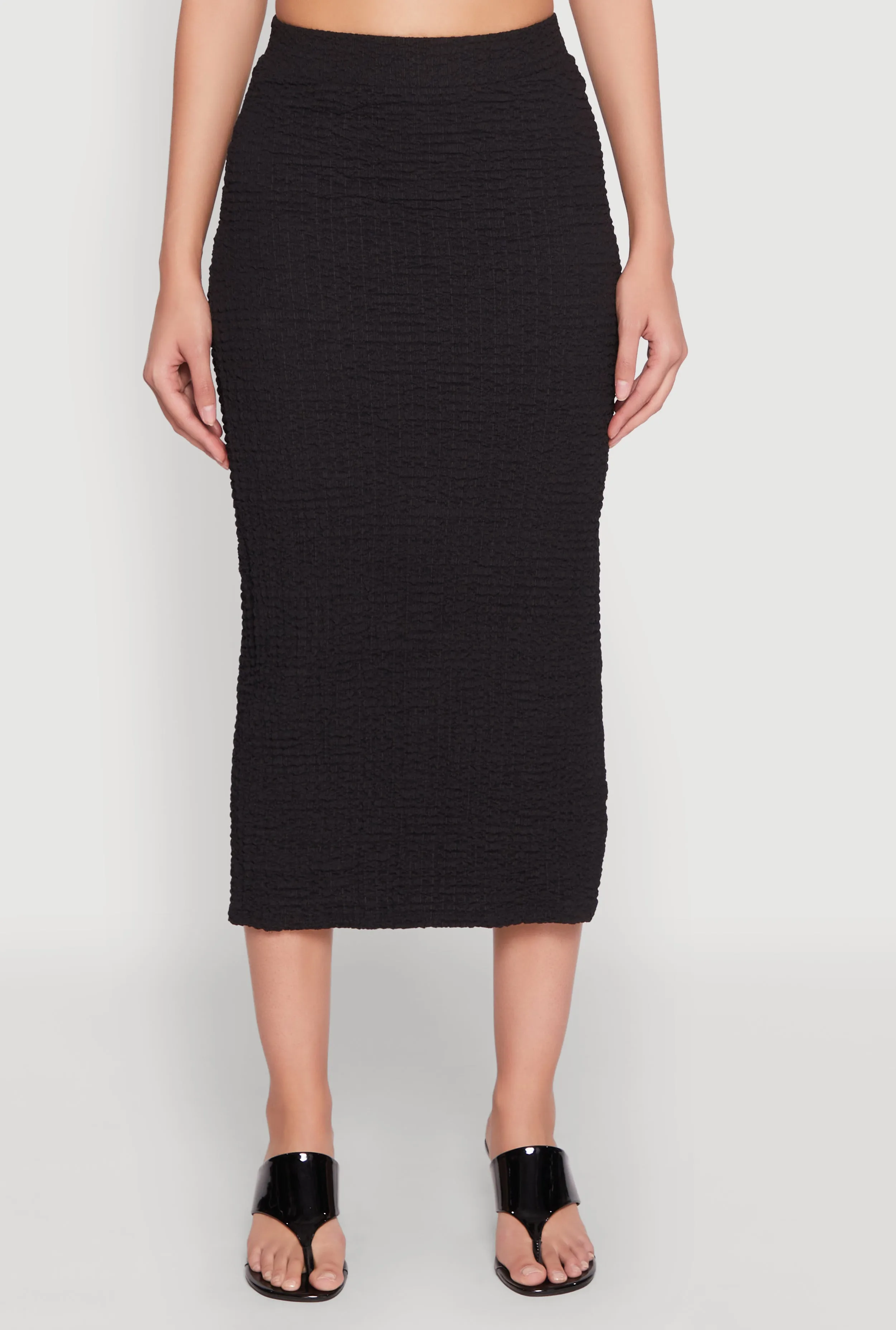 Textured Knit Side Slit Midi Skirt sold by Rainbow product image thumbnail 3