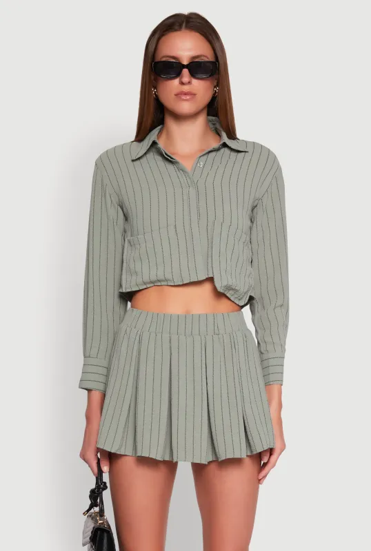 Airy Cropped Striped Shirt sold by Rainbow