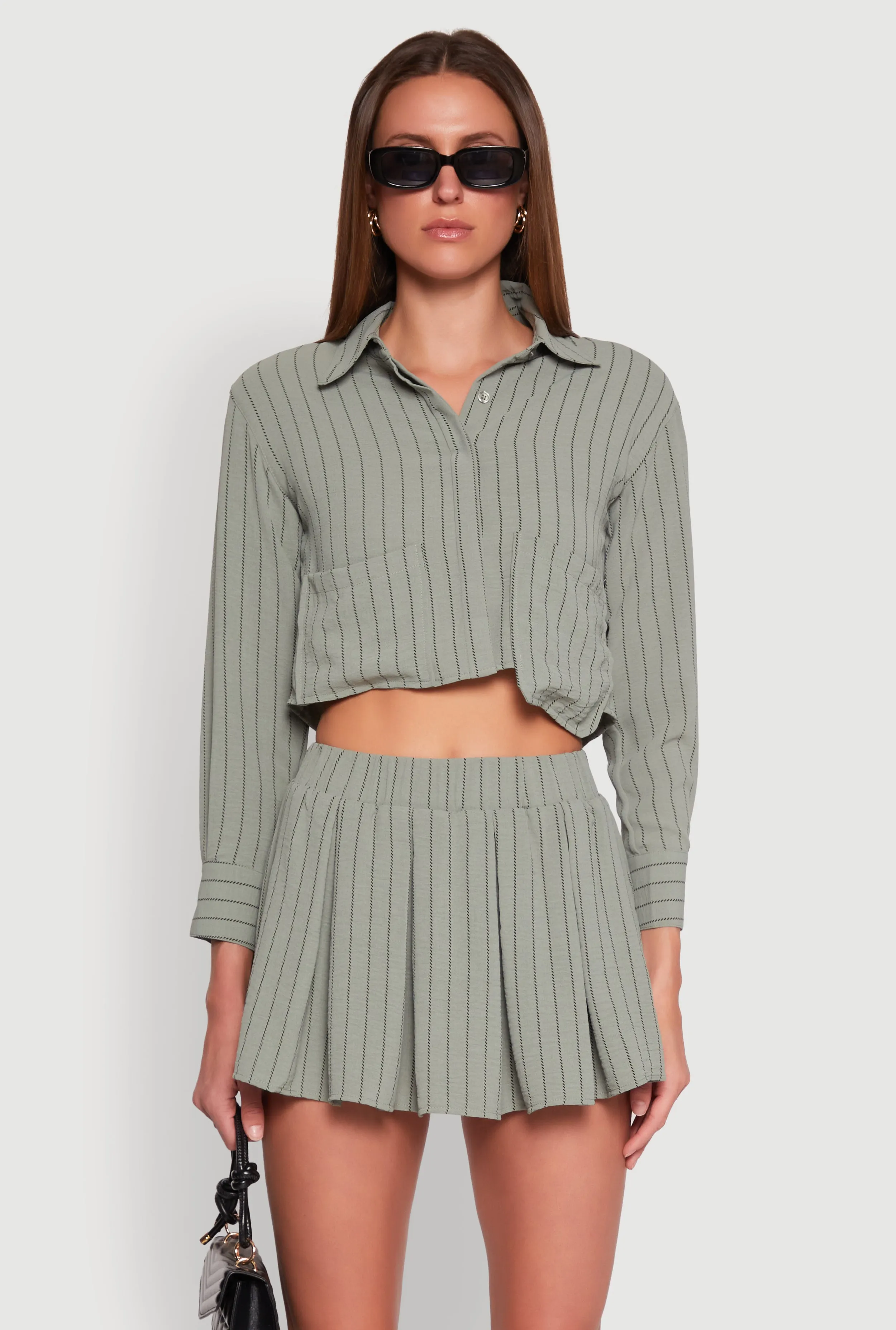 Airy Cropped Striped Shirt sold by Rainbow