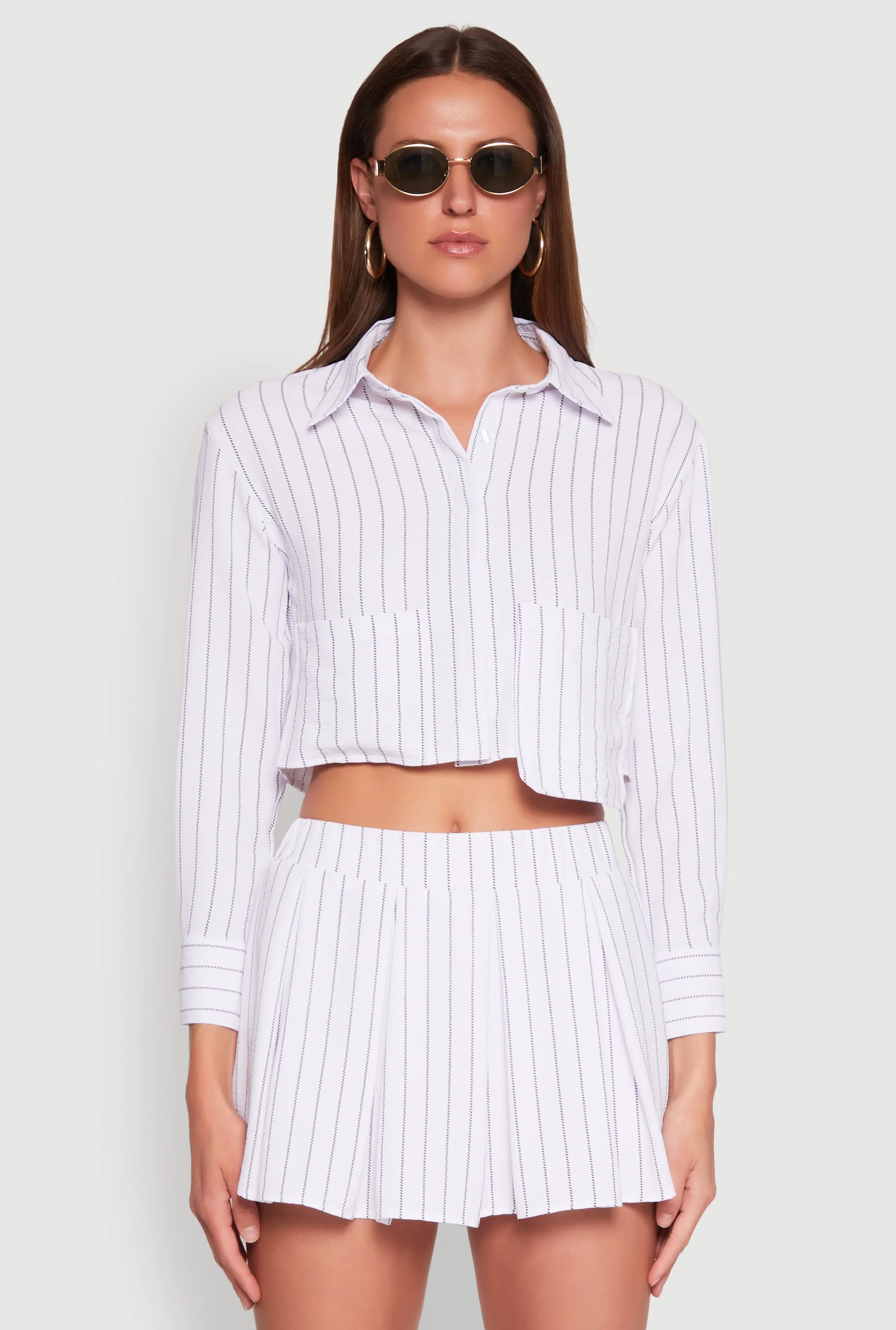 Airy Cropped Striped Shirt sold by Rainbow