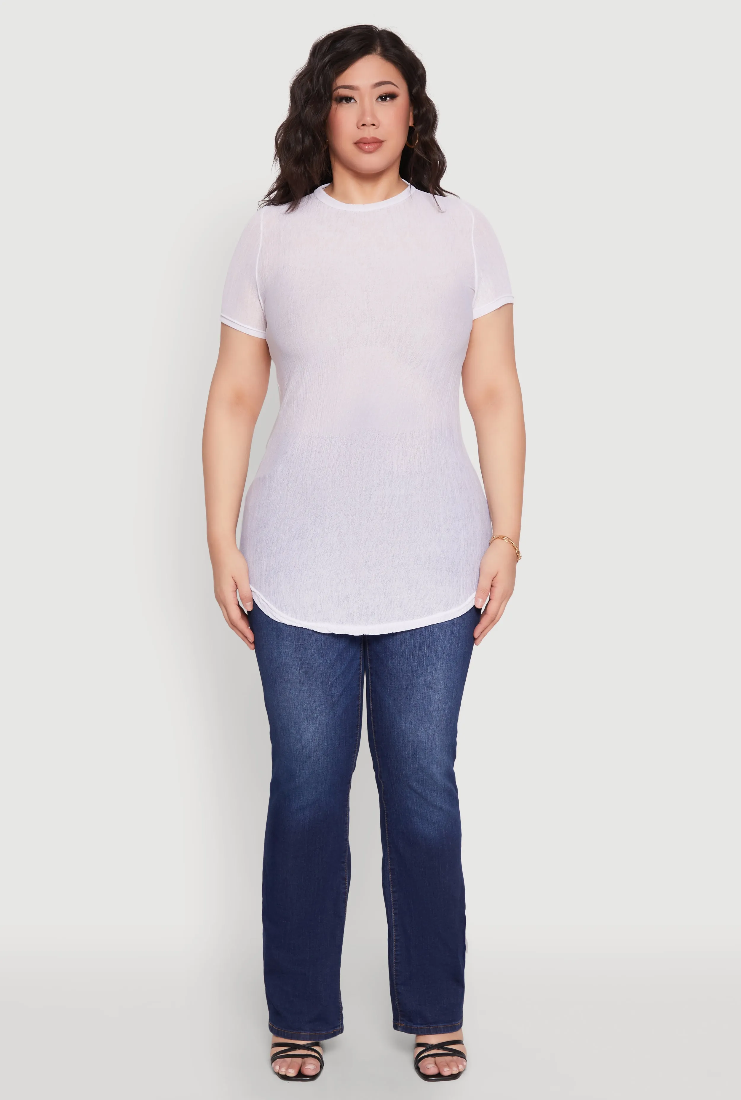 Plus Size Sheer Short Sleeve Tunic Top sold by Rainbow product image thumbnail 3