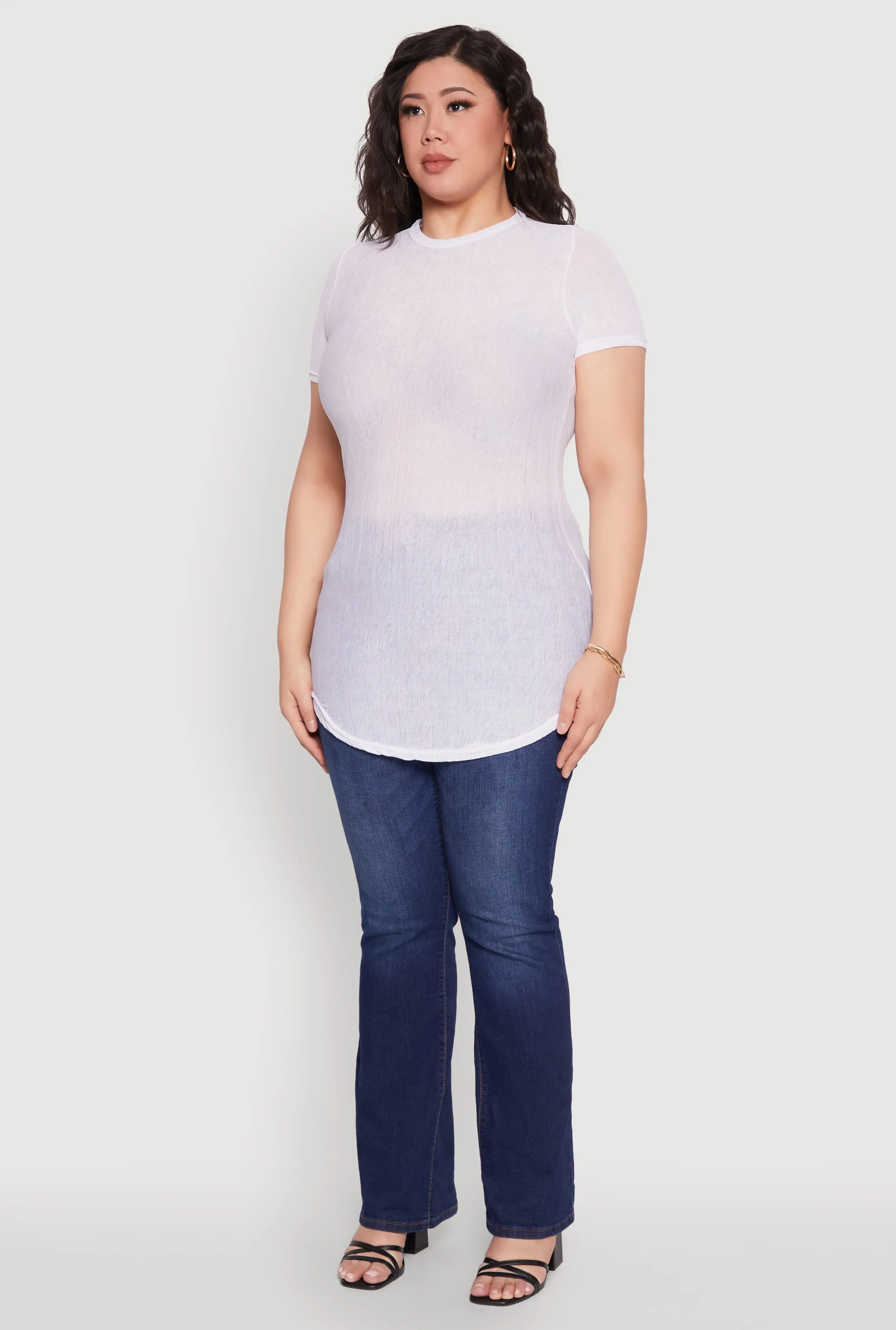 Plus Size Sheer Short Sleeve Tunic Top sold by Rainbow product image thumbnail 5