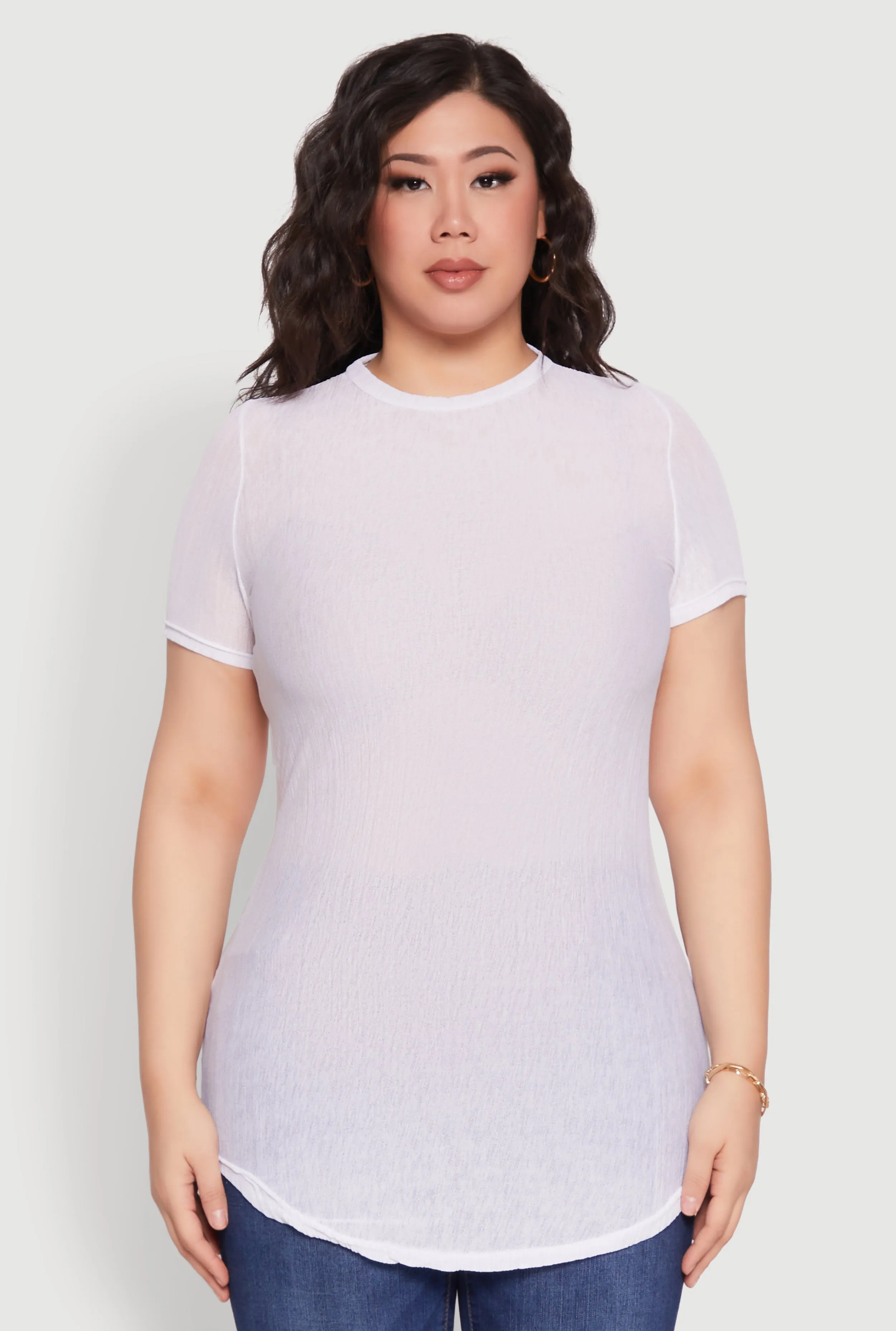 Plus Size Sheer Short Sleeve Tunic Top sold by Rainbow product image thumbnail 2