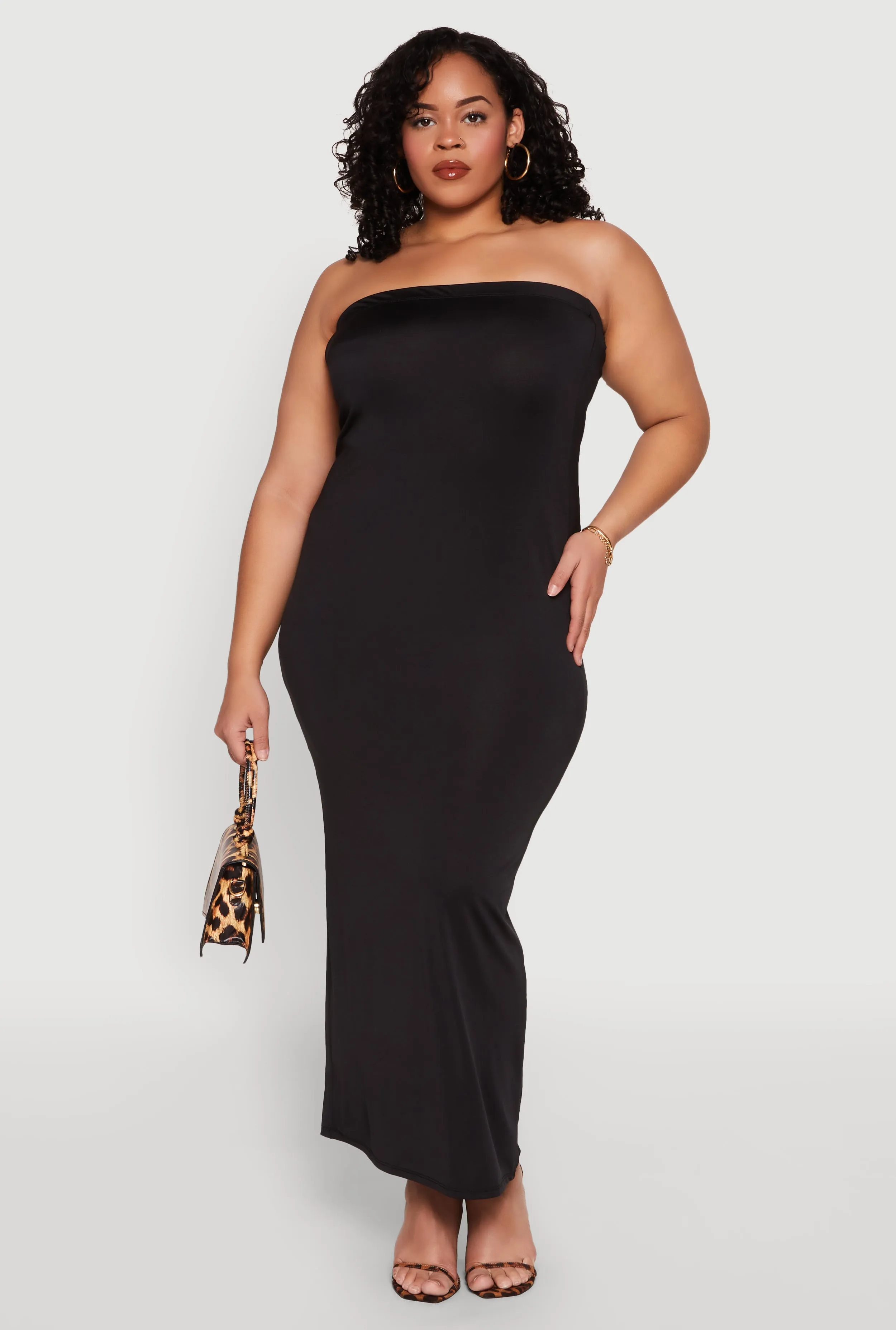 Plus Size Slit Back Maxi Tube Dress sold by Rainbow