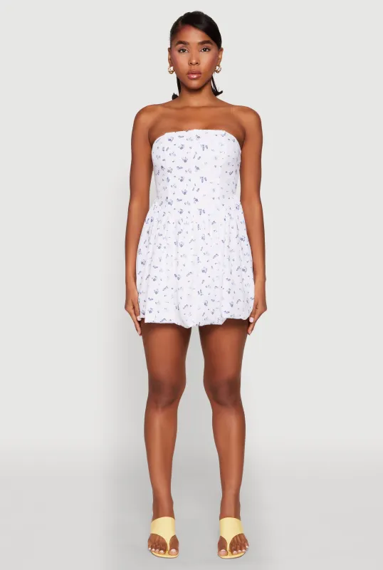 Floral Strapless Corset Skater Dress sold by Rainbow
